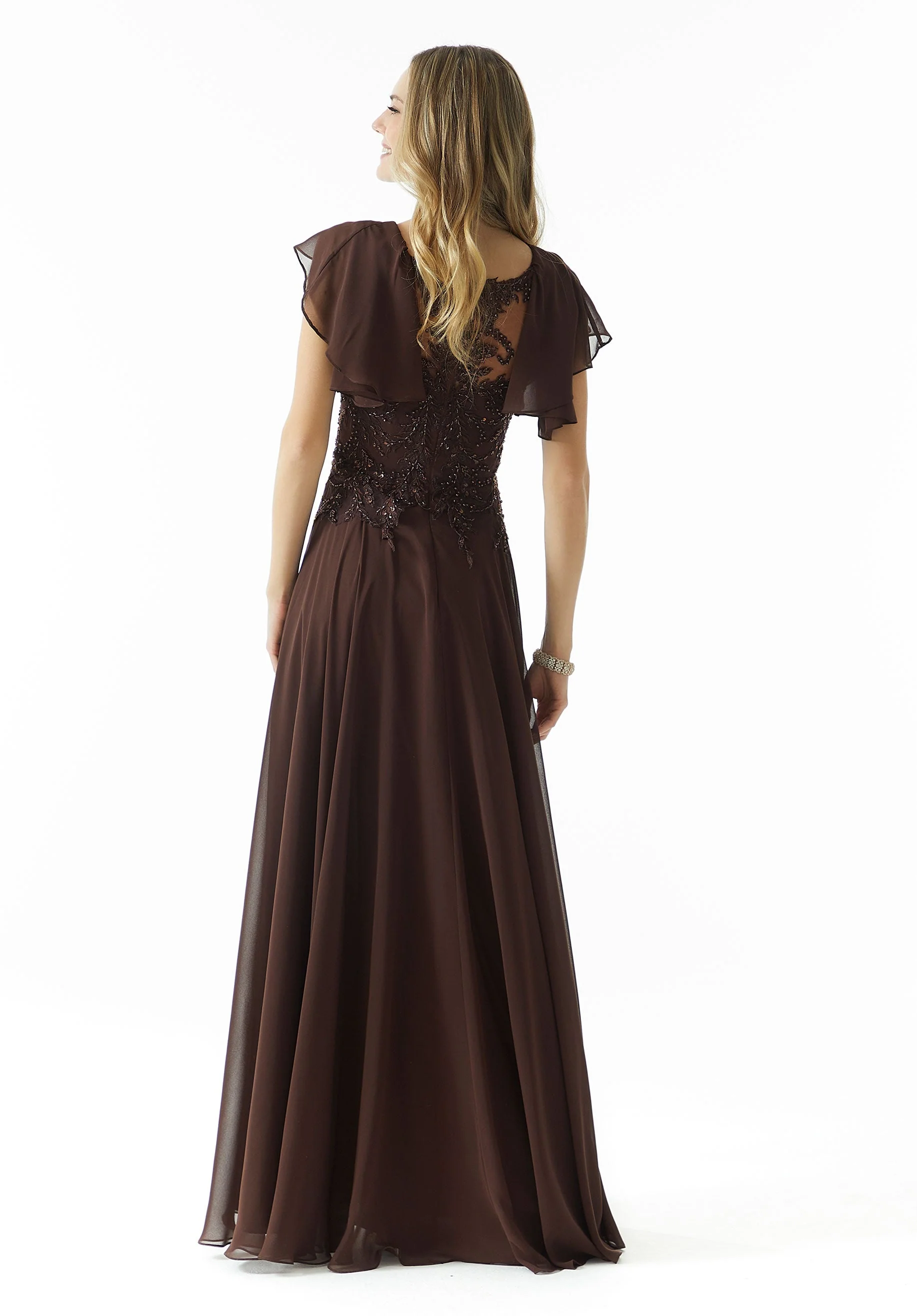 A-line Chiffon Evening Gown with Beaded Embroidery - Image 5