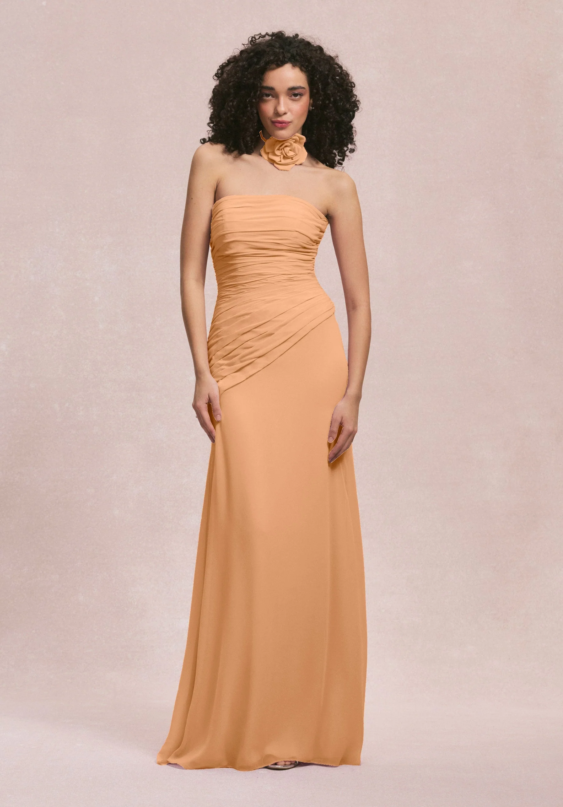 Asymmetric Dropped Waist Chiffon Bridesmaid Dress - Image 51