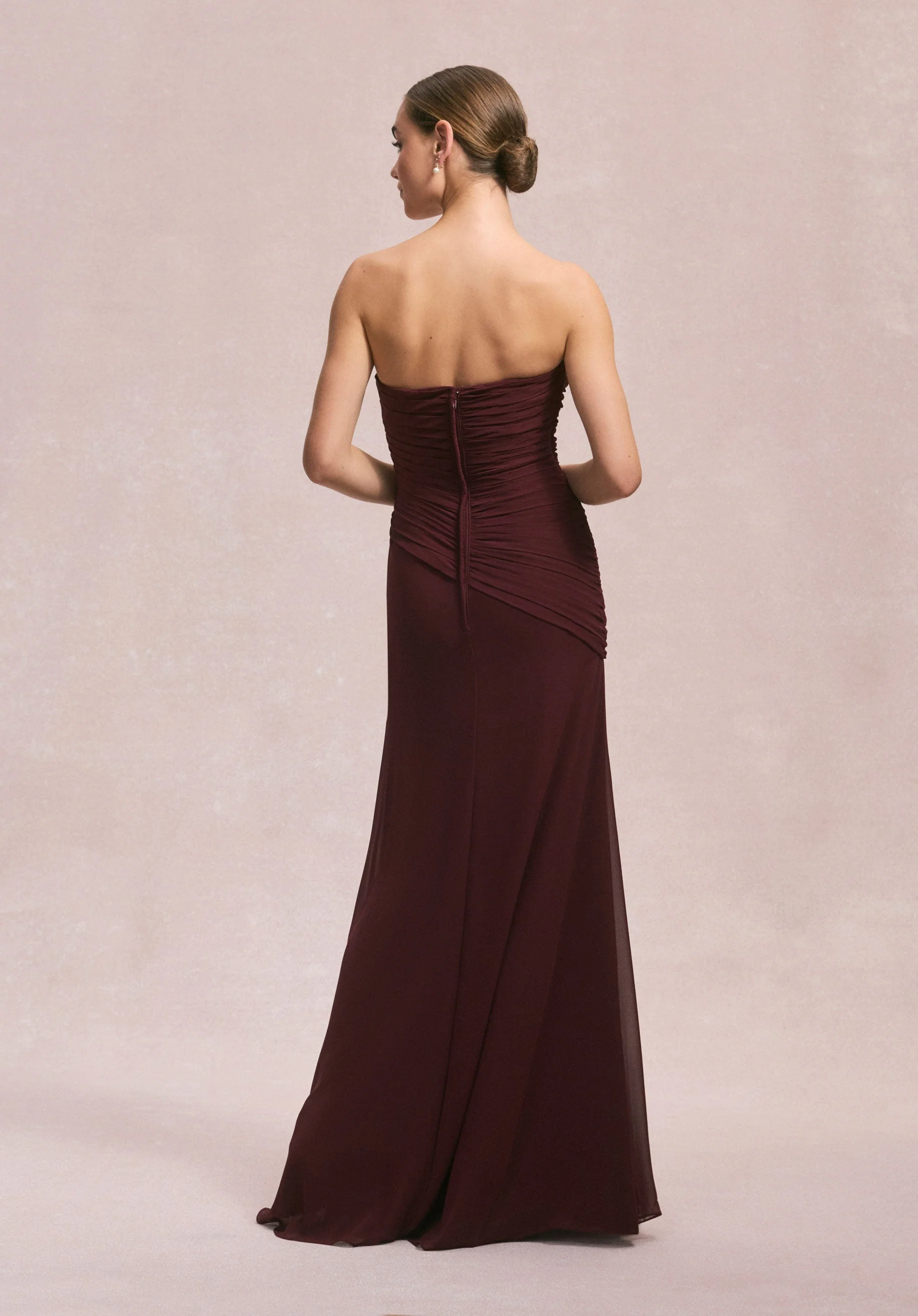 Asymmetric Dropped Waist Chiffon Bridesmaid Dress - Image 7