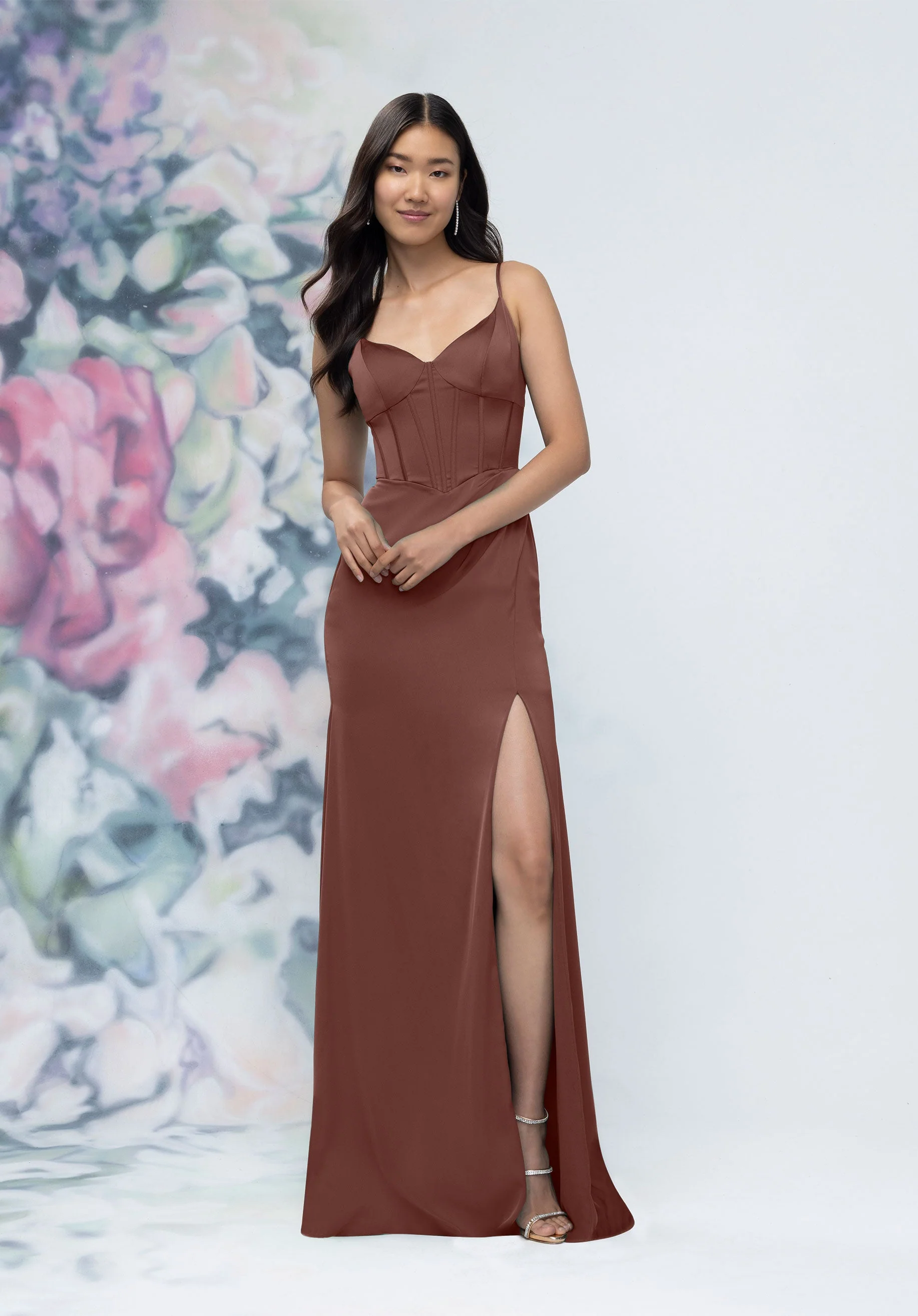 Basque Waist Luxe Satin Bridesmaid Dress with Boned Bodice - Image 8
