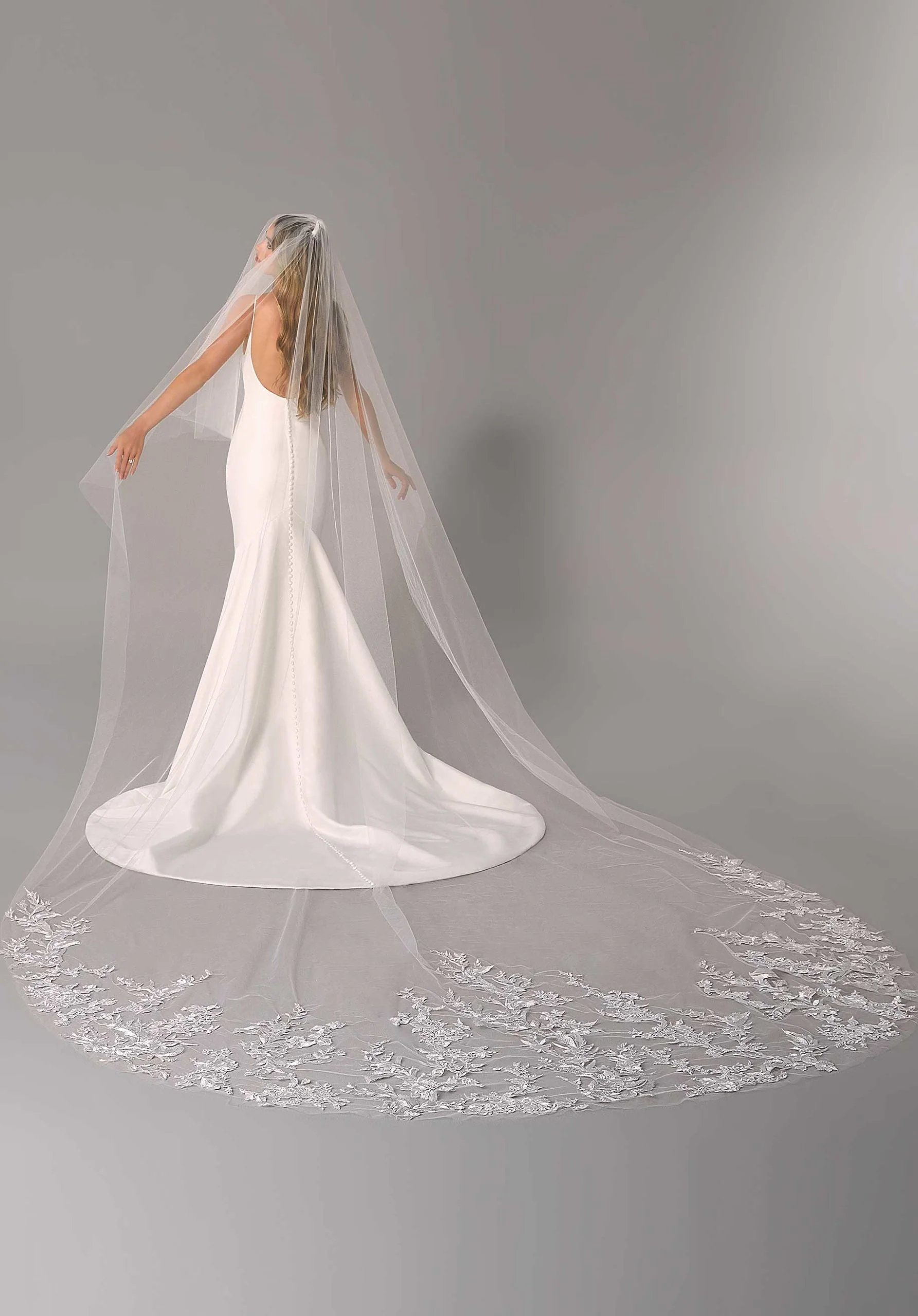 Cathedral Length Veil with Lace Edging - Image 3