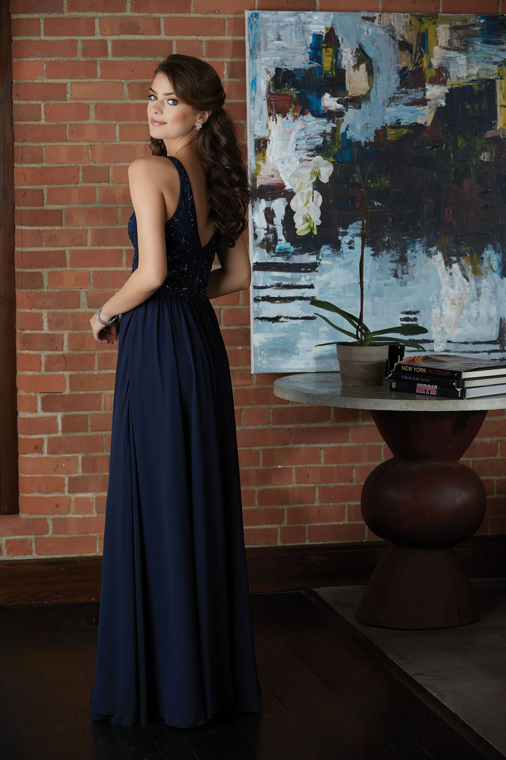 Chiffon Bridesmaid Dress with a Ruffled V-Neckline - Image 7