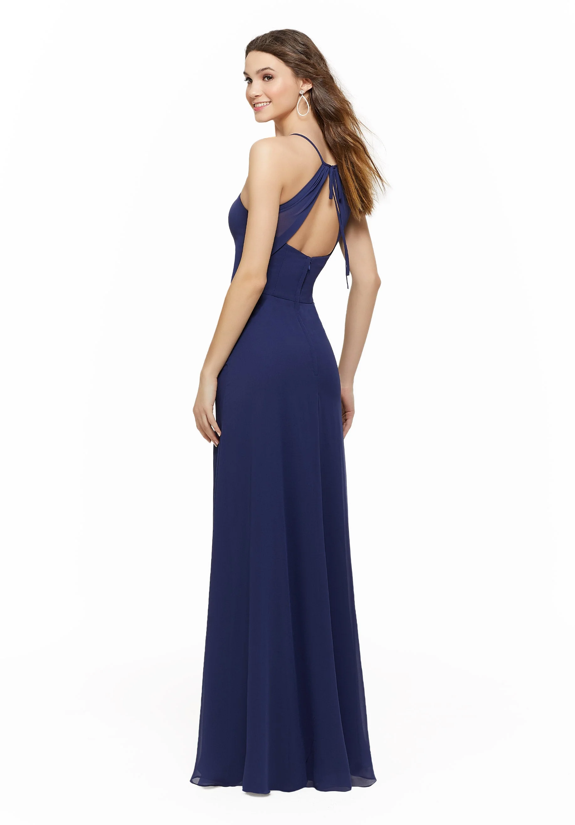 Chiffon Bridesmaid Dress with Deep V-Neck and Spaghetti Straps - Image 2