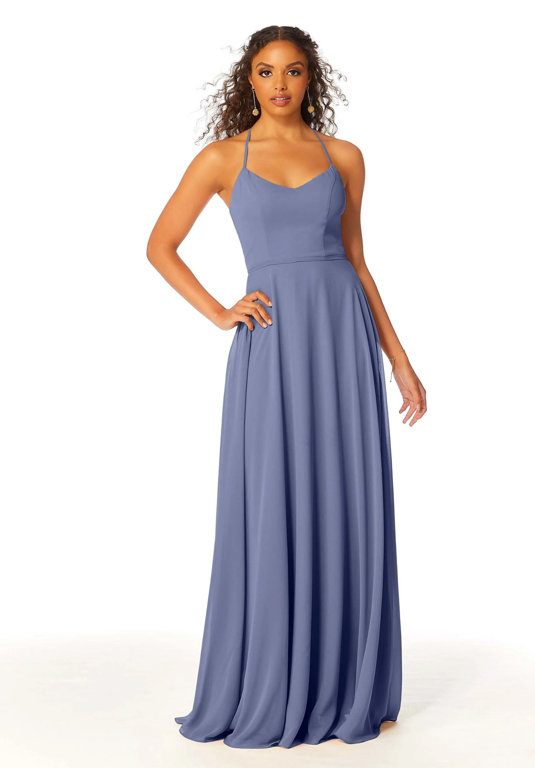 Chiffon Bridesmaid Dress with Halter Back - Image 24