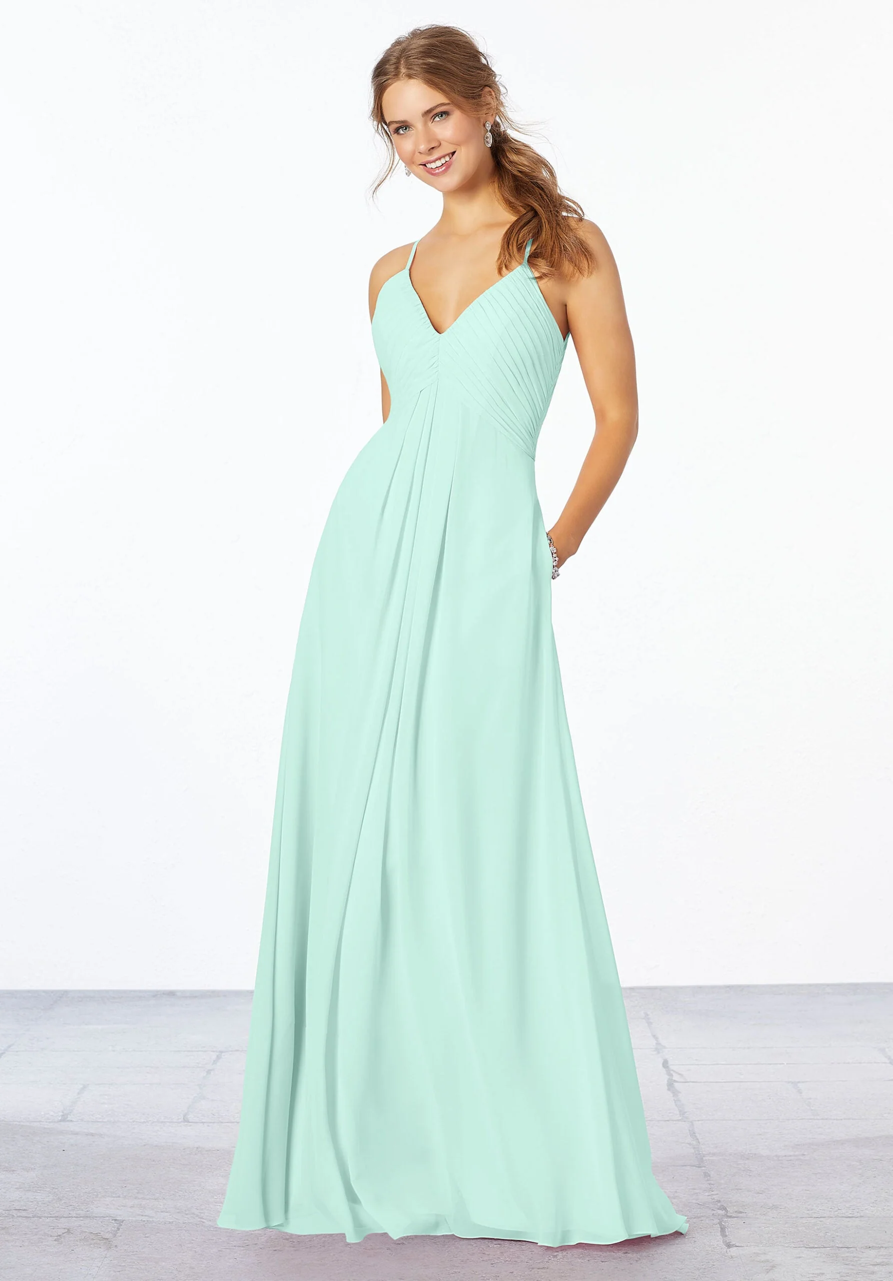 Chiffon Bridesmaid Dress with Keyhole Back - Image 20