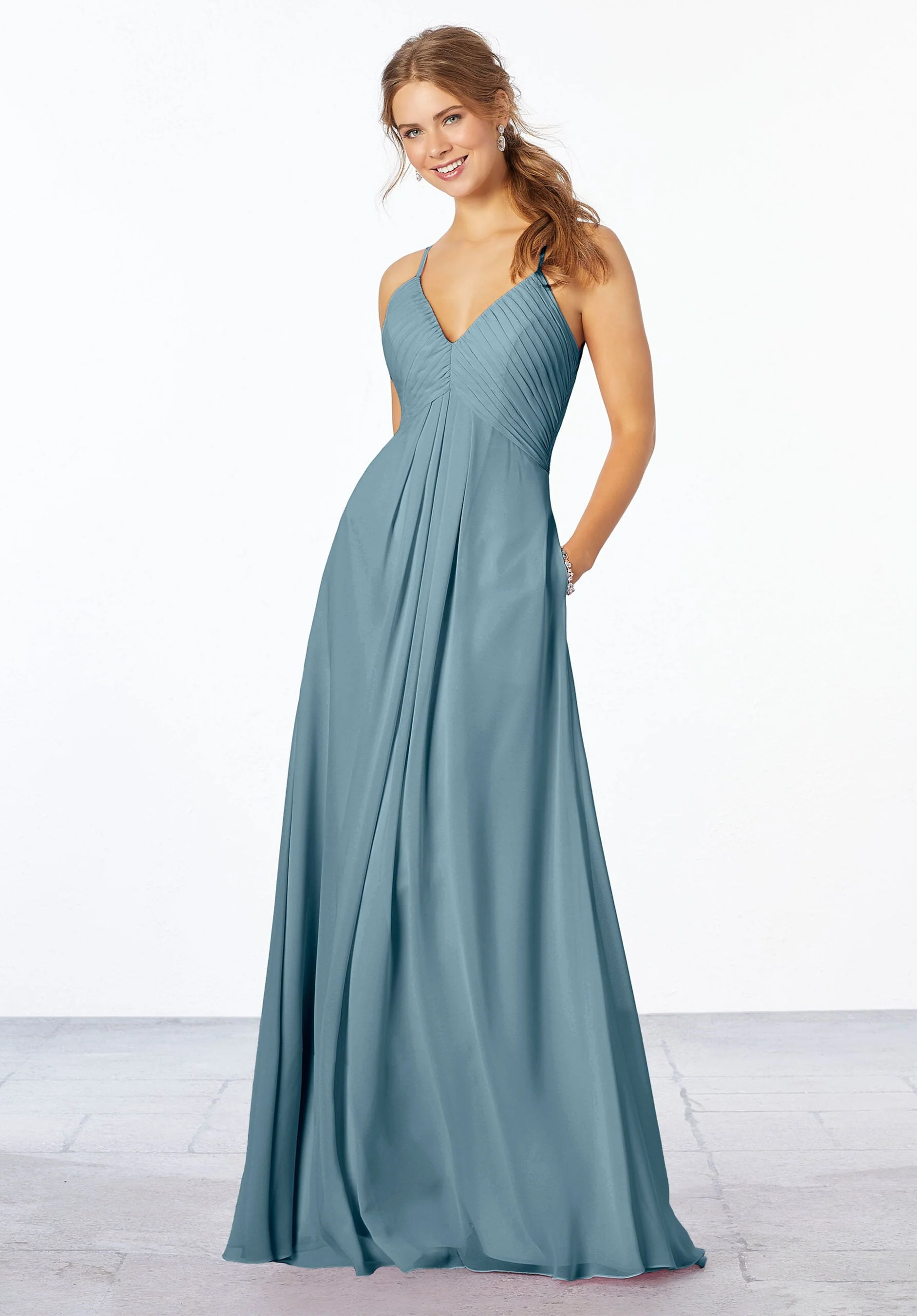 Chiffon Bridesmaid Dress with Keyhole Back - Image 9