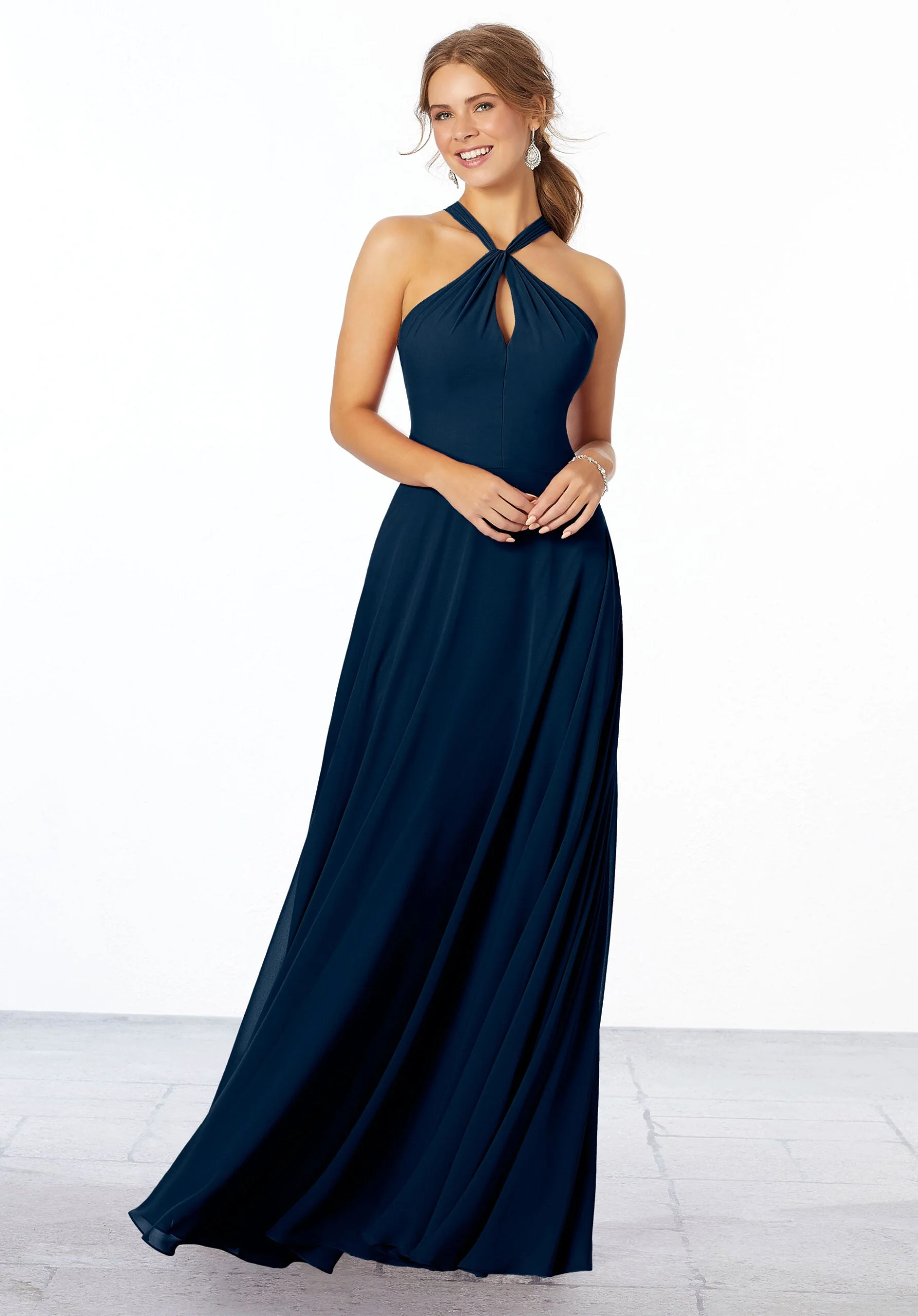 Chiffon Bridesmaid Dress with Keyhole Front - Image 15