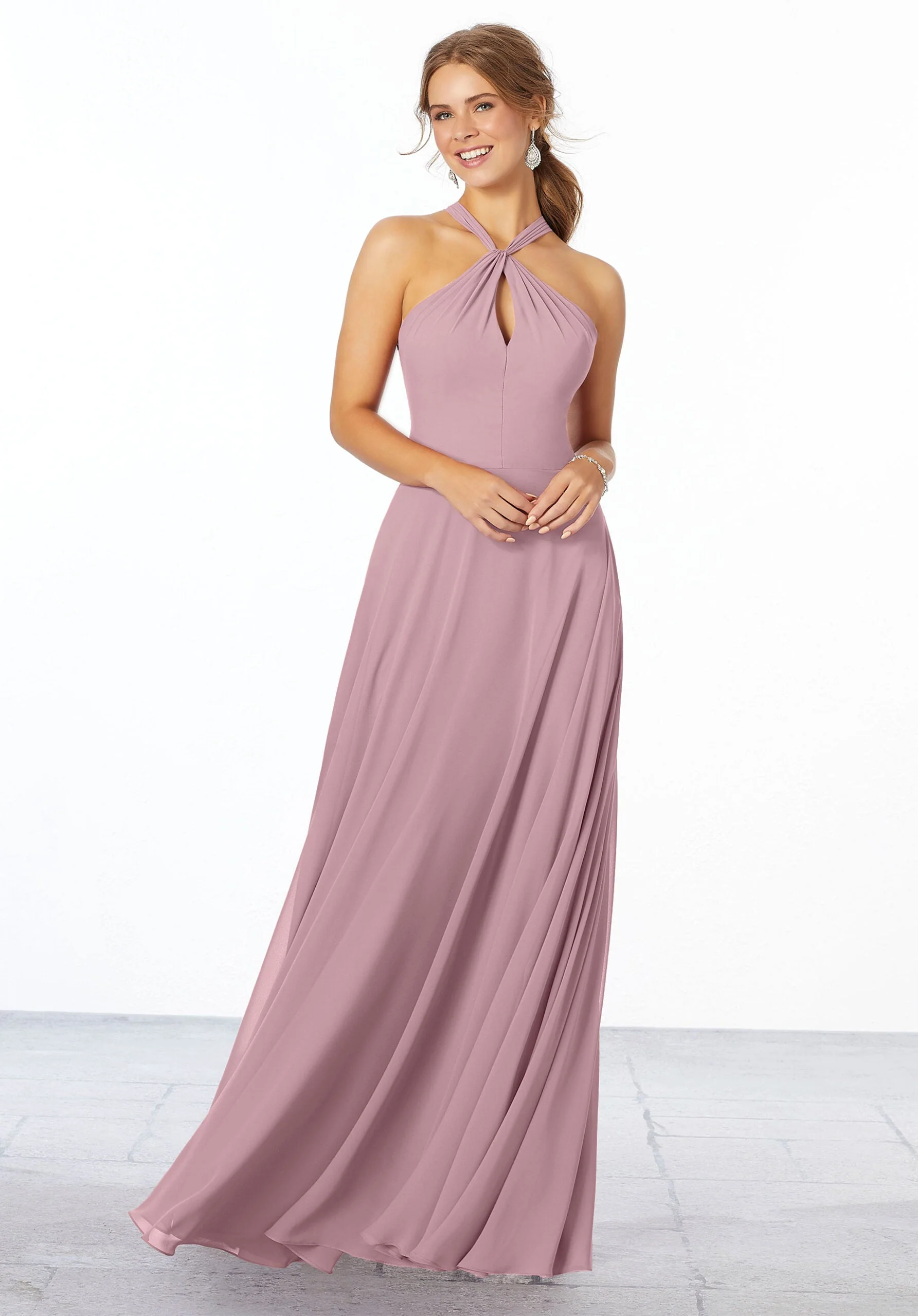 Chiffon Bridesmaid Dress with Keyhole Front - Image 20