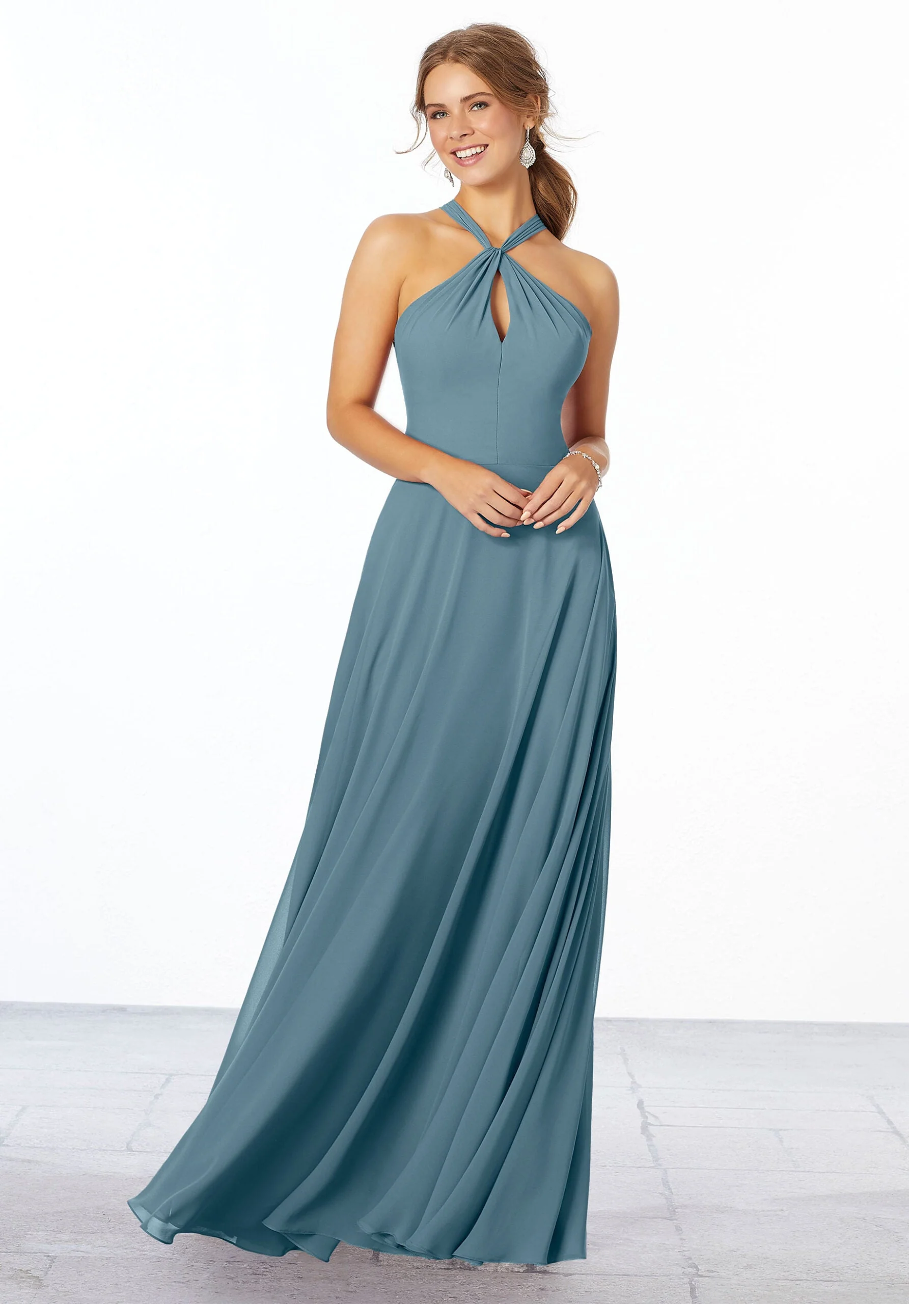 Chiffon Bridesmaid Dress with Keyhole Front - Image 43