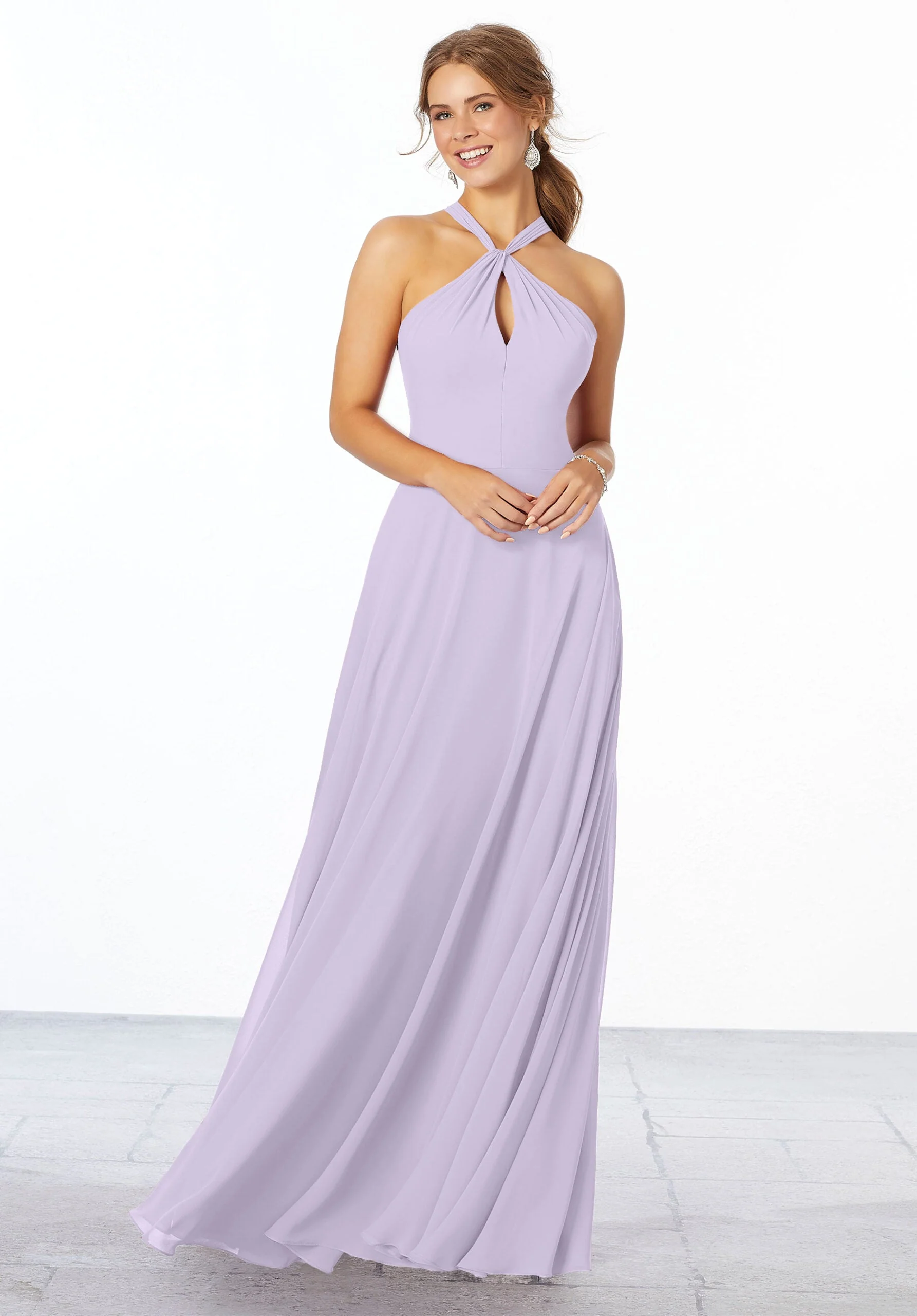 Chiffon Bridesmaid Dress with Keyhole Front - Image 5