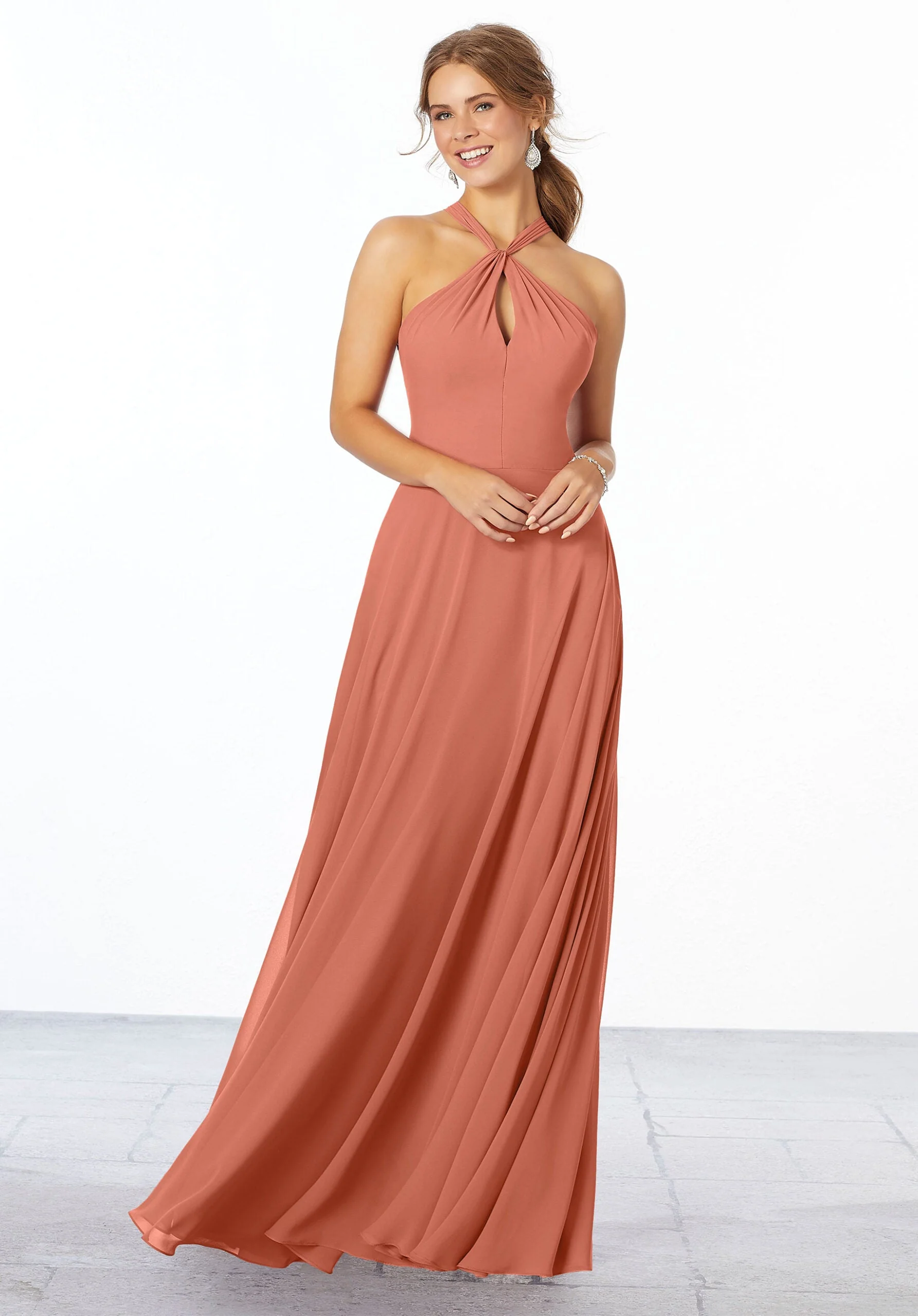 Chiffon Bridesmaid Dress with Keyhole Front - Image 8