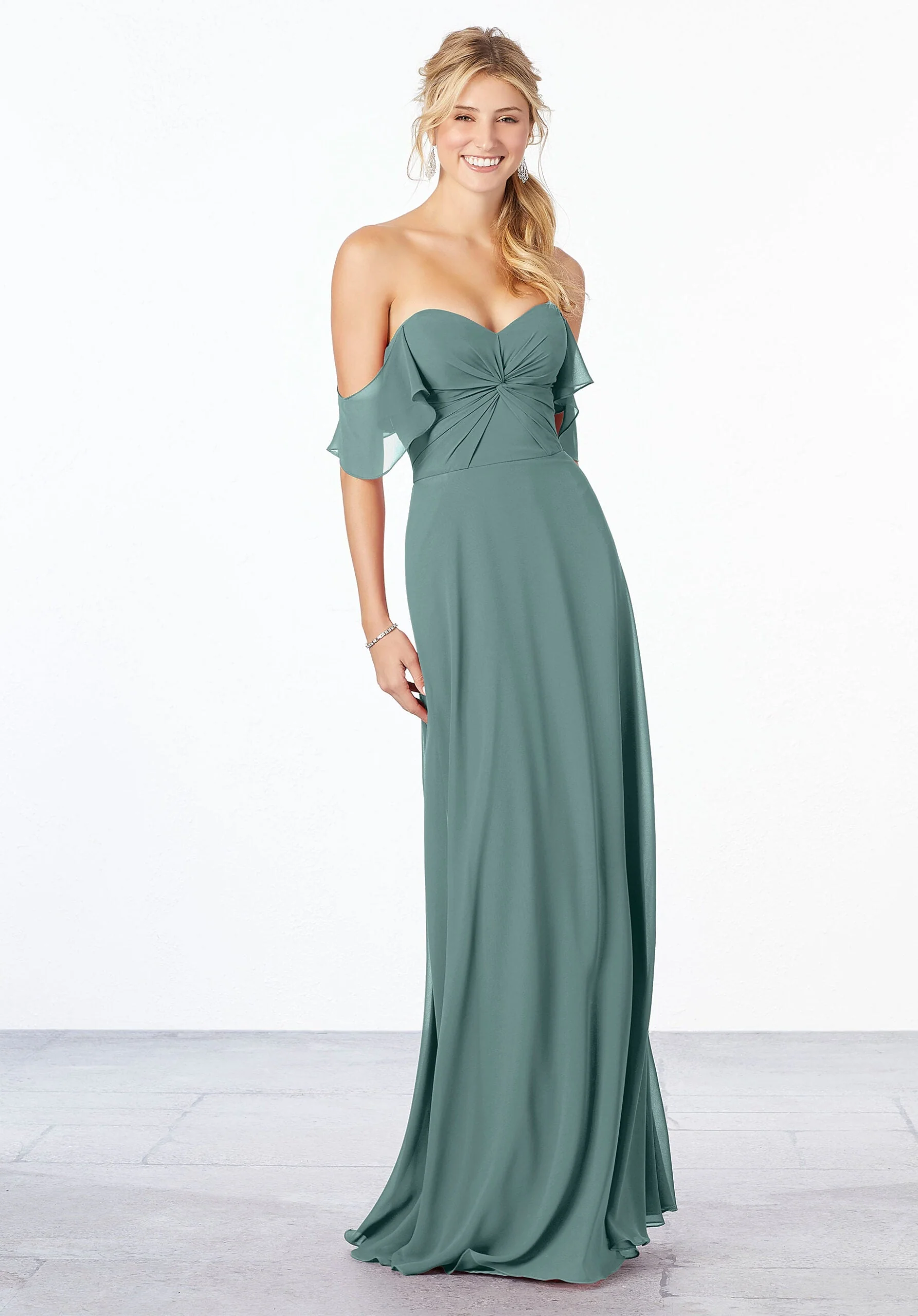 Chiffon Bridesmaid Dress with Ruched Bodice - Image 15