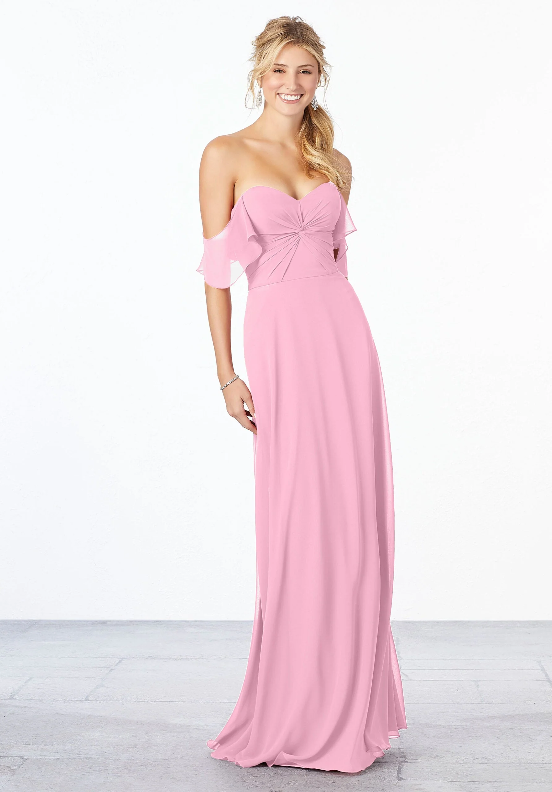 Chiffon Bridesmaid Dress with Ruched Bodice - Image 23