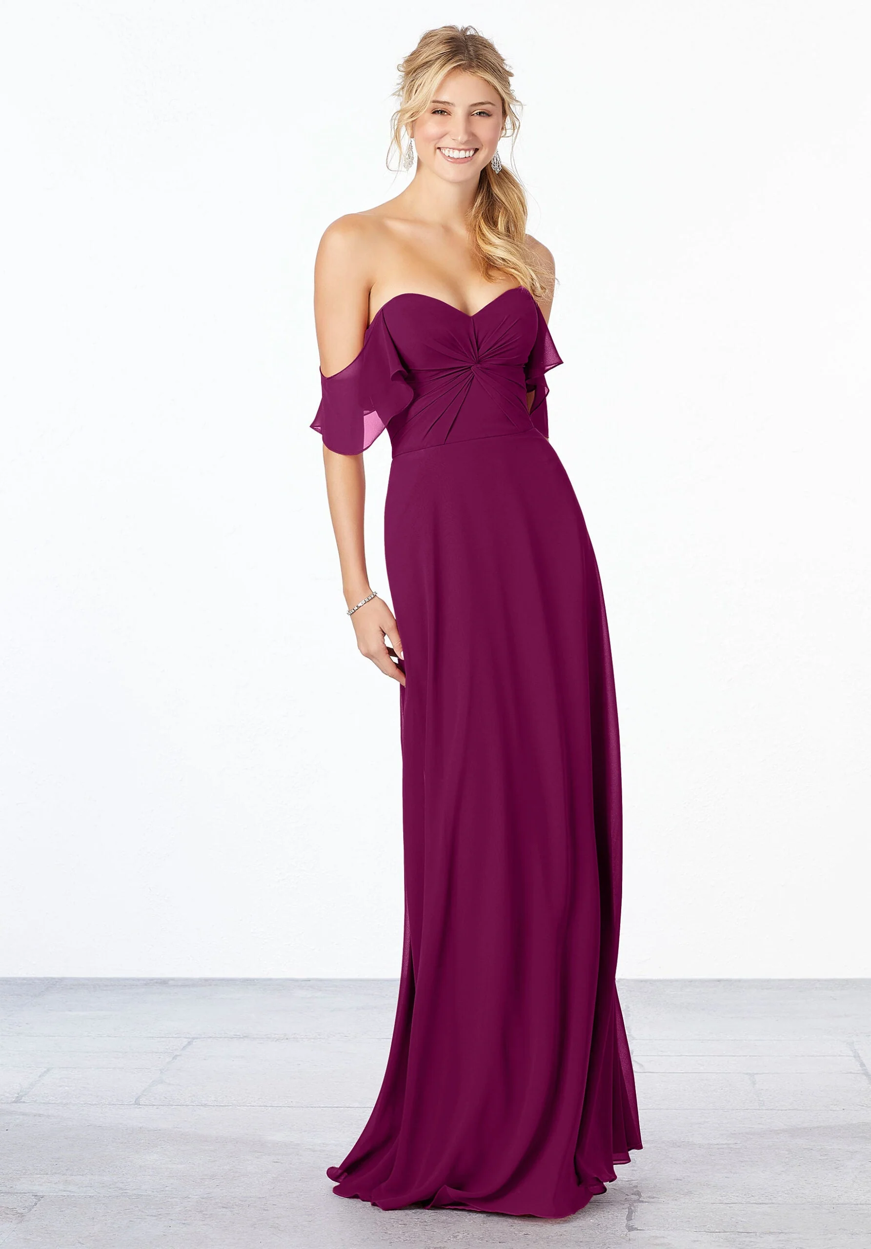Chiffon Bridesmaid Dress with Ruched Bodice - Image 27