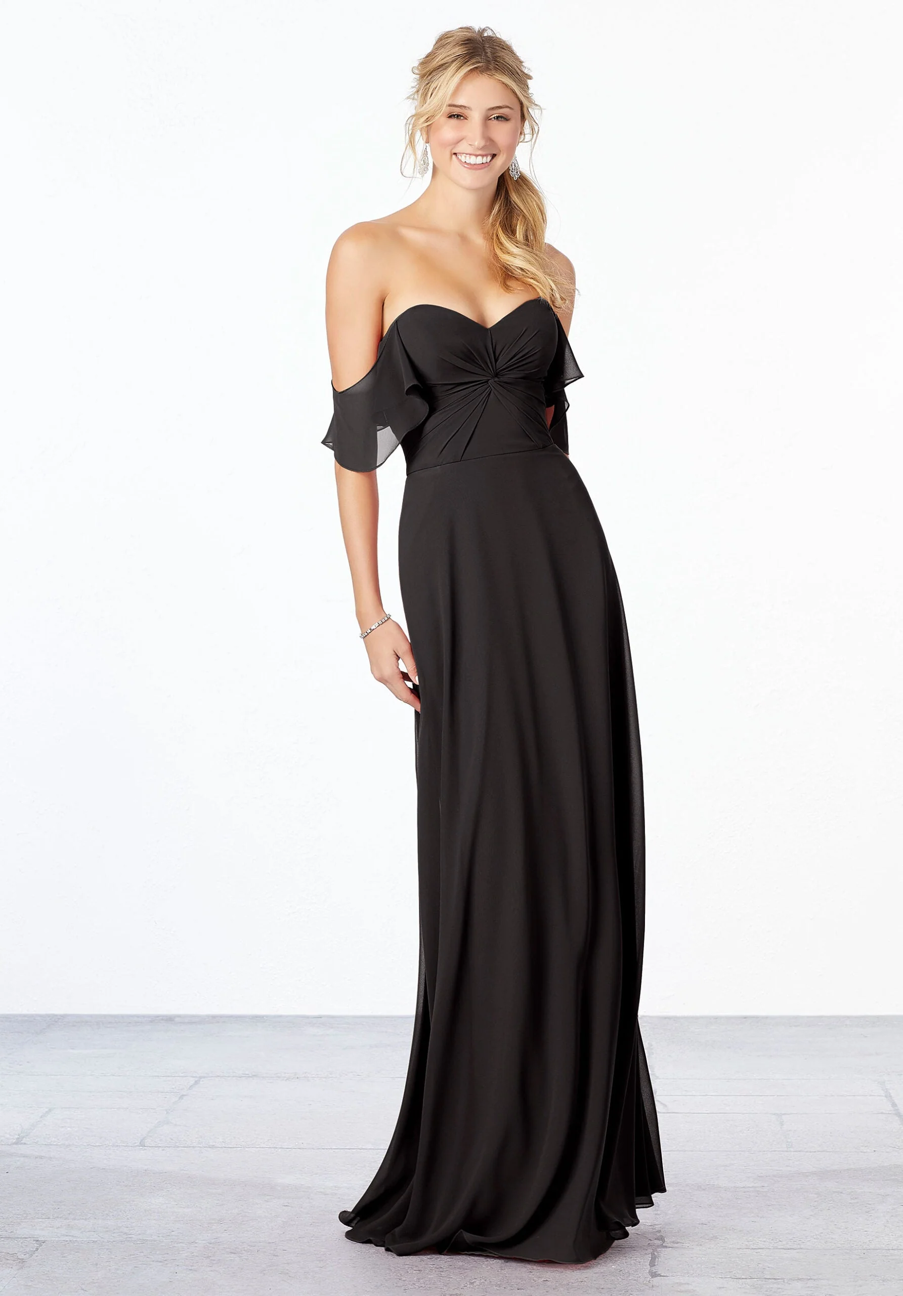 Chiffon Bridesmaid Dress with Ruched Bodice - Image 42