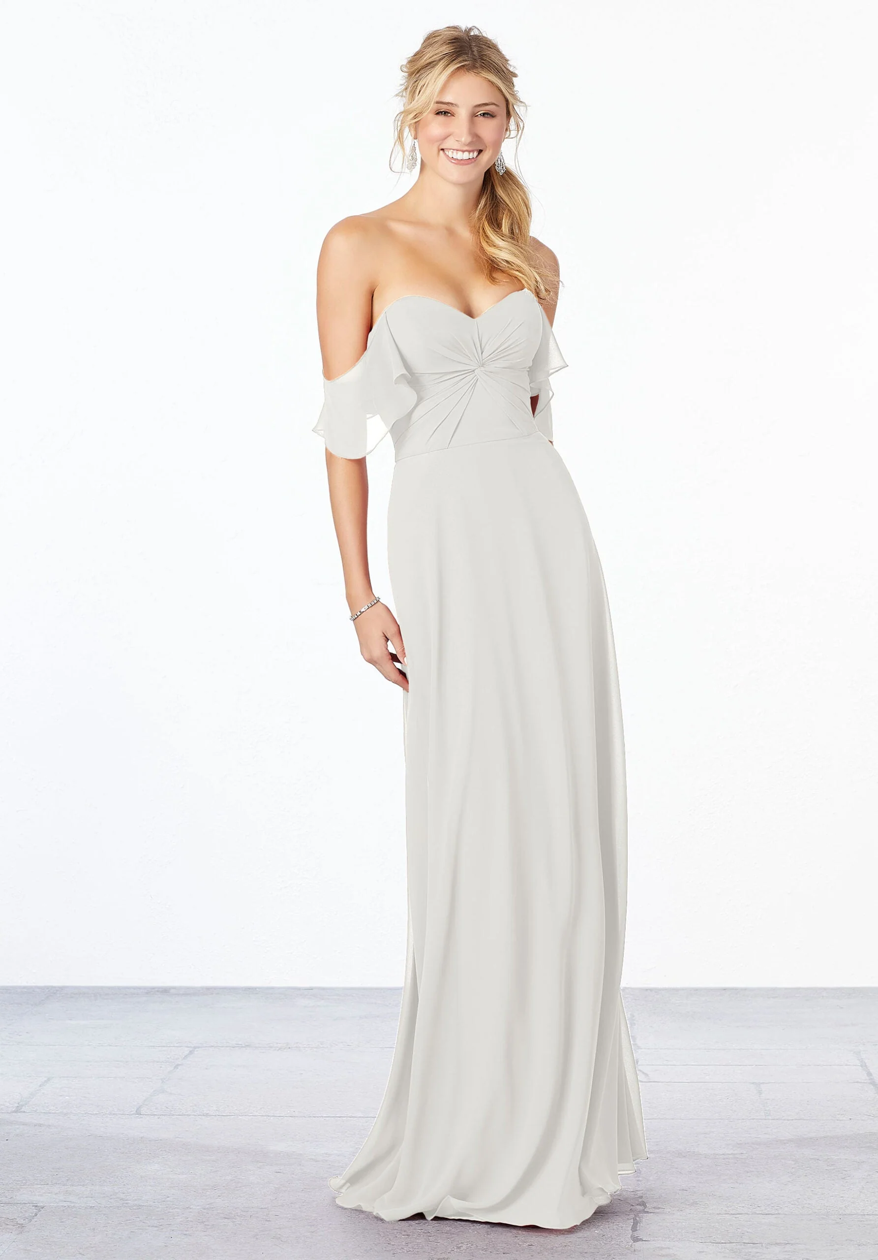 Chiffon Bridesmaid Dress with Ruched Bodice - Image 46
