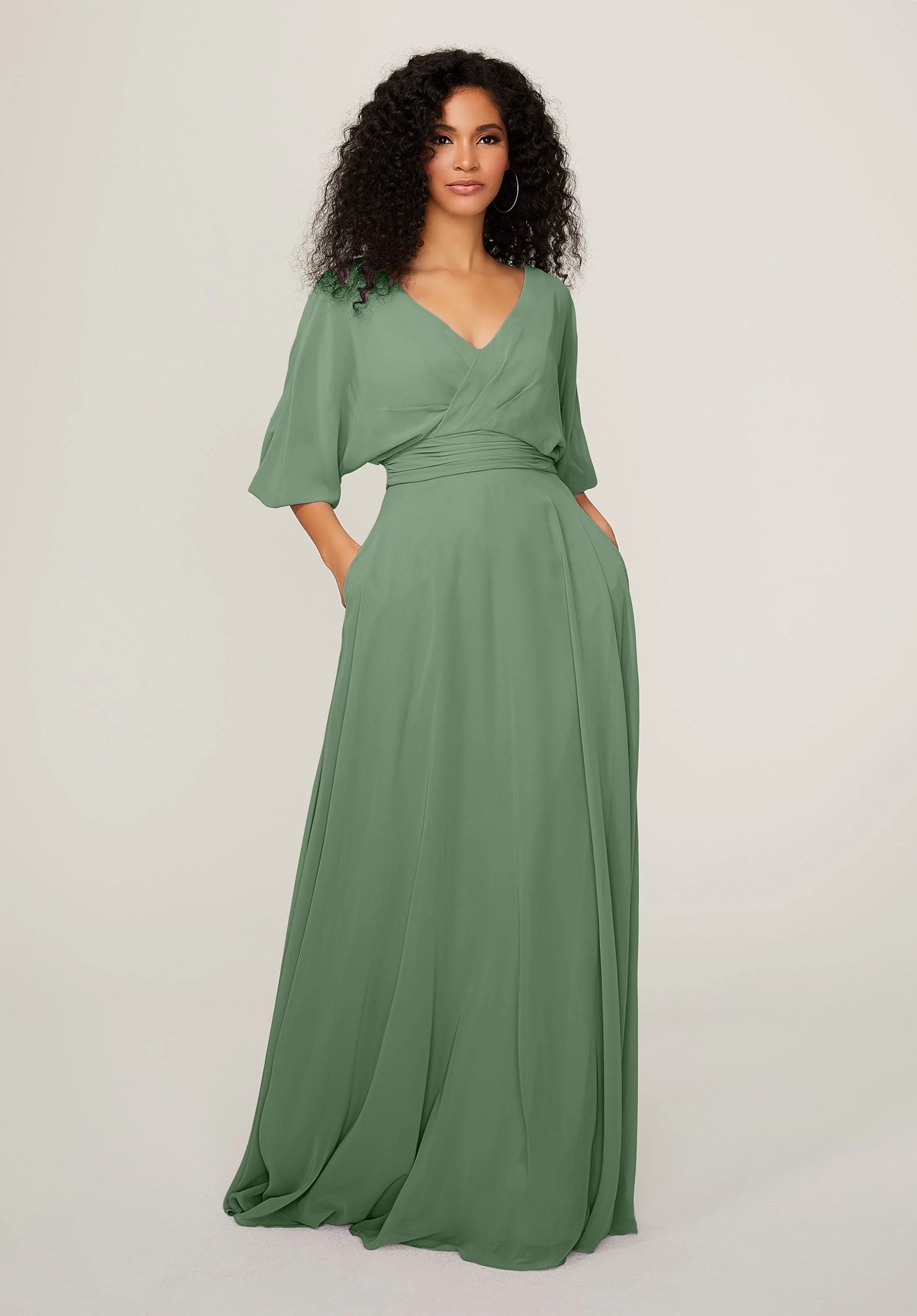 Chiffon Bridesmaid Dress with Ruched Waist - Image 27