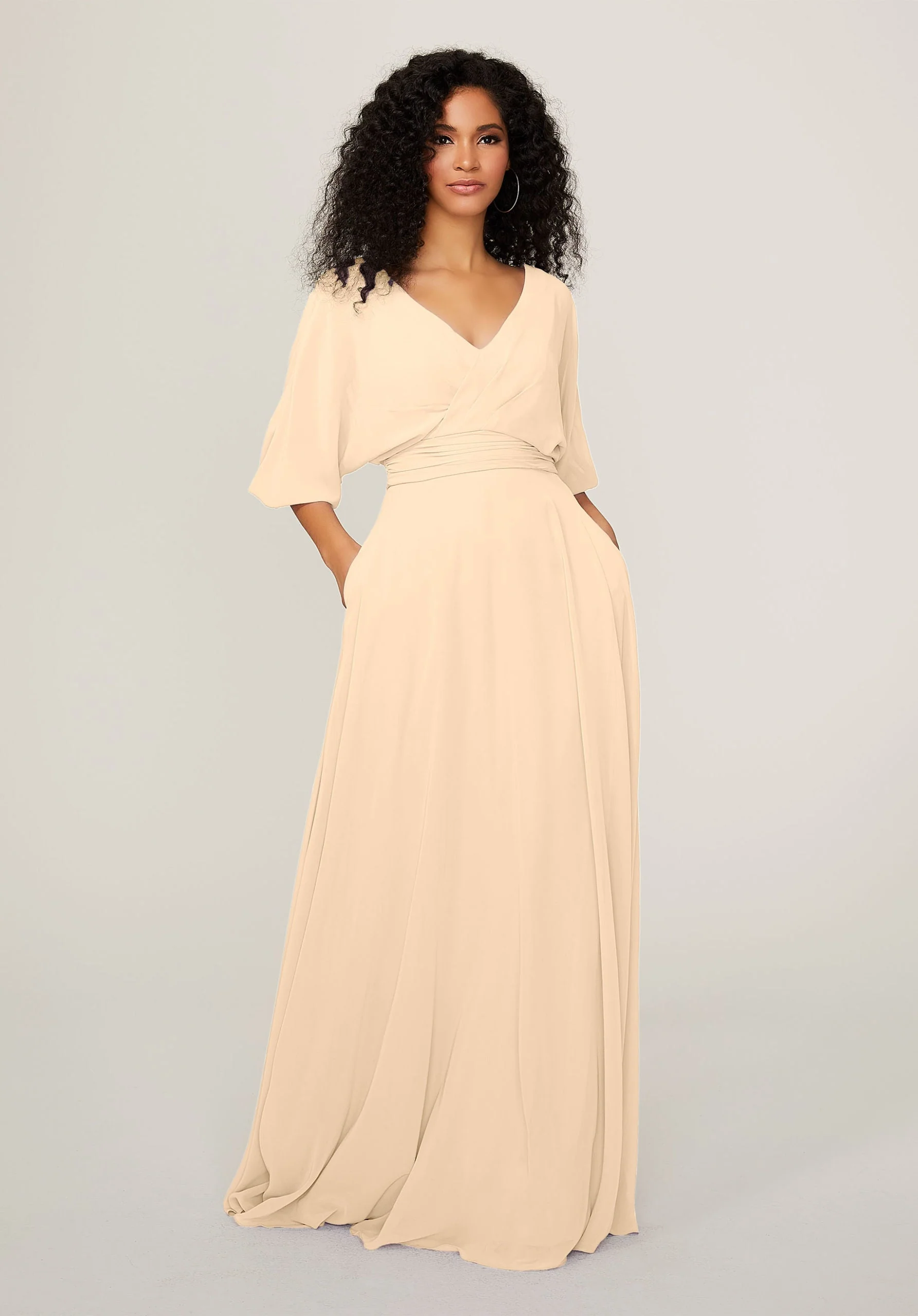Chiffon Bridesmaid Dress with Ruched Waist - Image 51