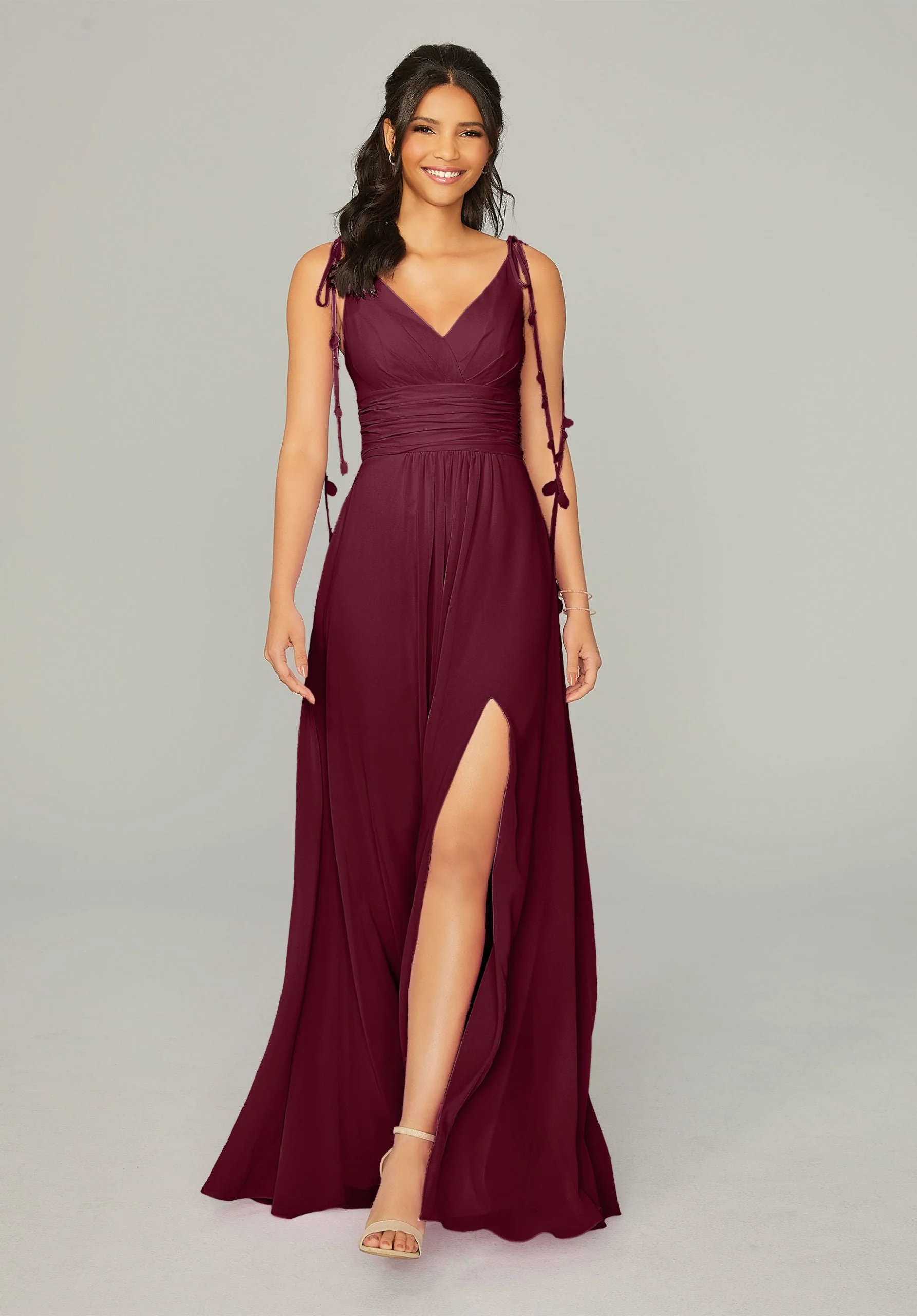 Chiffon Bridesmaid Dress with Tassel Straps - Image 16