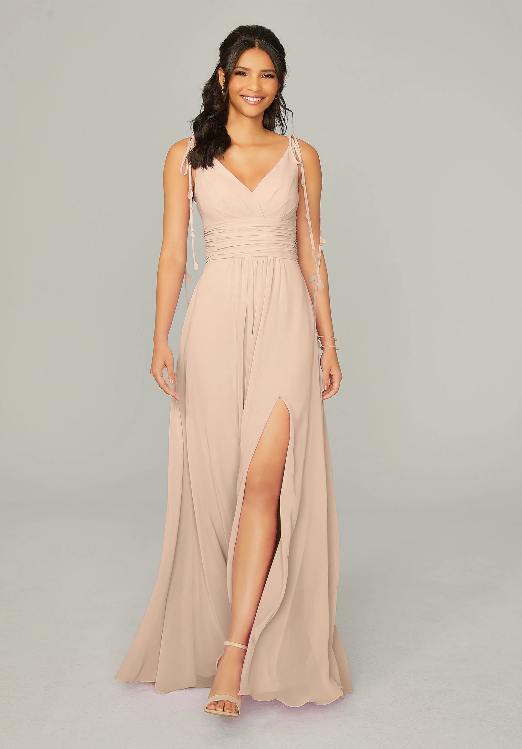 Chiffon Bridesmaid Dress with Tassel Straps - Image 33