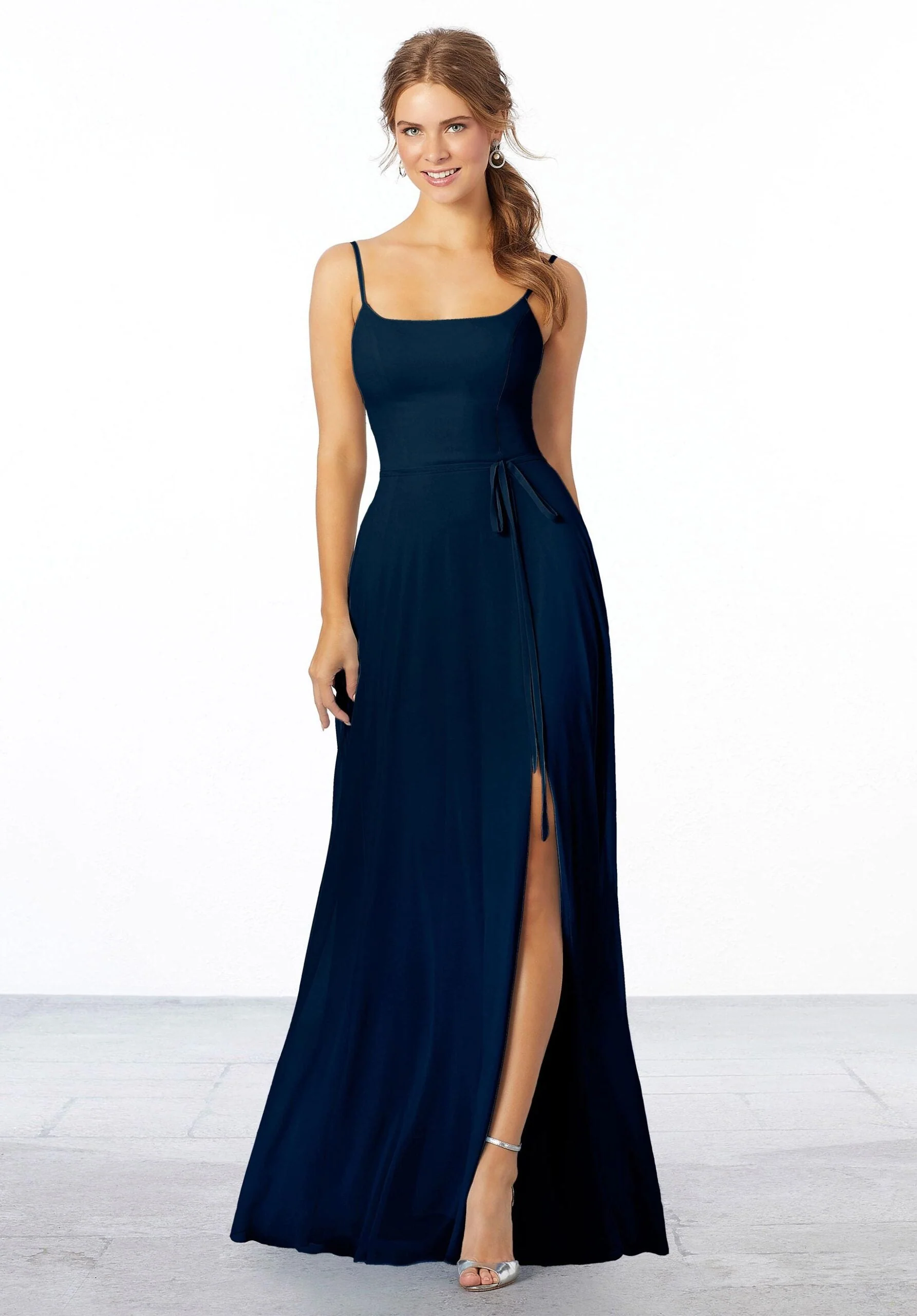 Chiffon Bridesmaid Dress with Tie Sash - Image 17