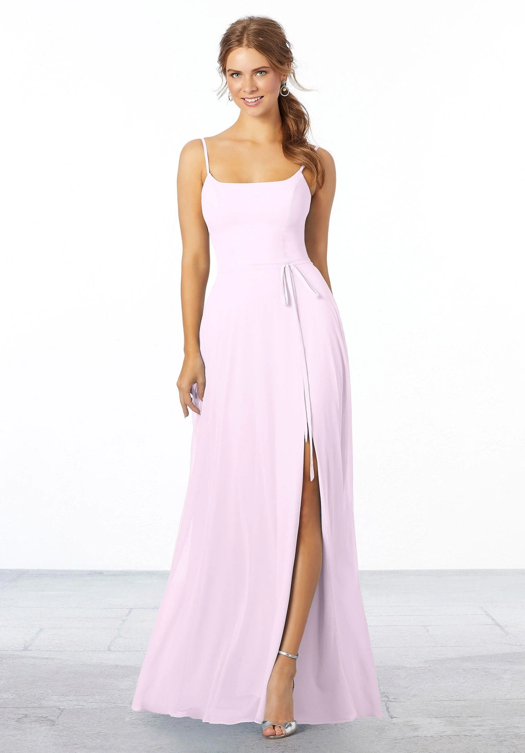Chiffon Bridesmaid Dress with Tie Sash - Image 4