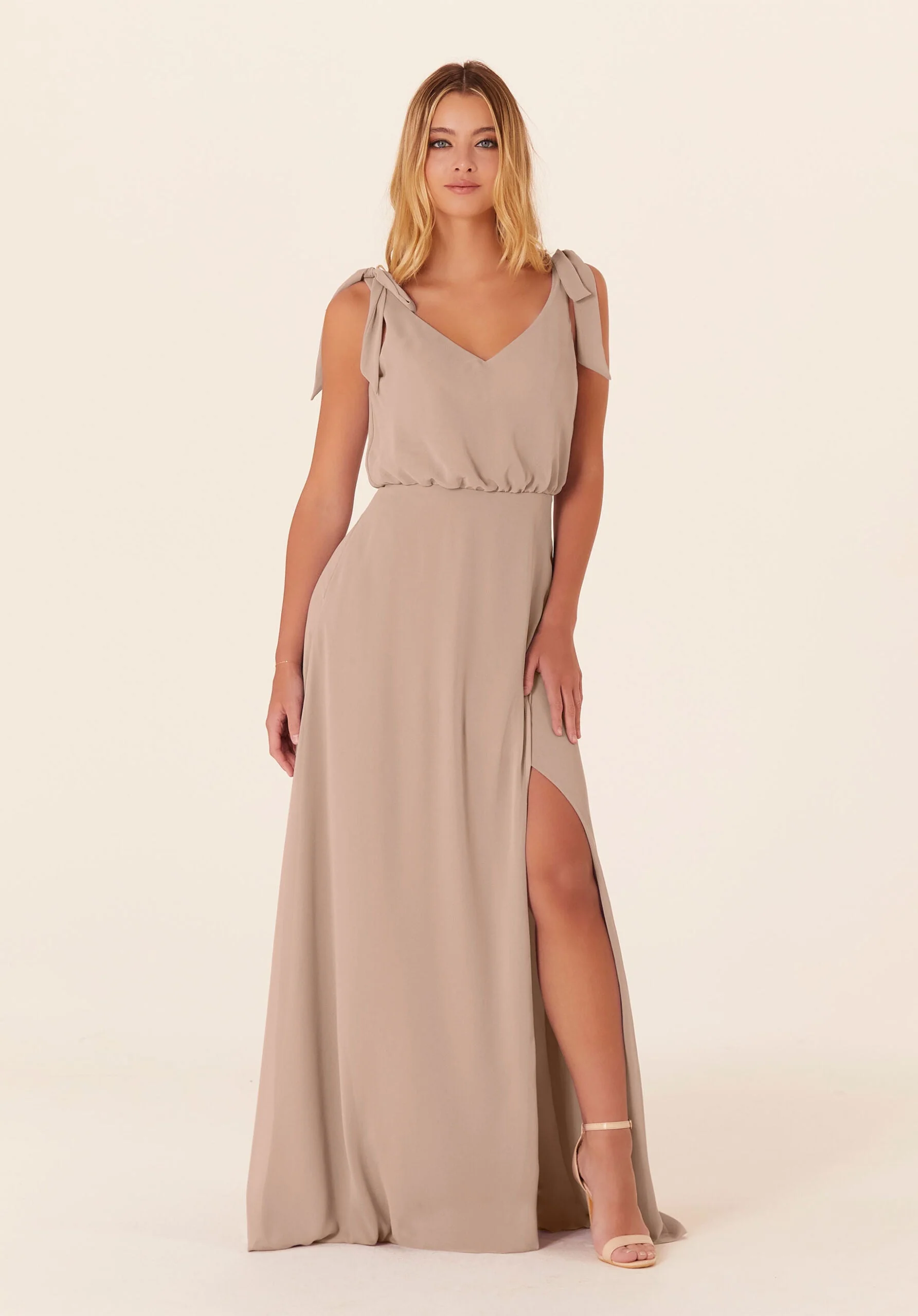 Chiffon Bridesmaid Dress with Tied Bow Straps - Image 9
