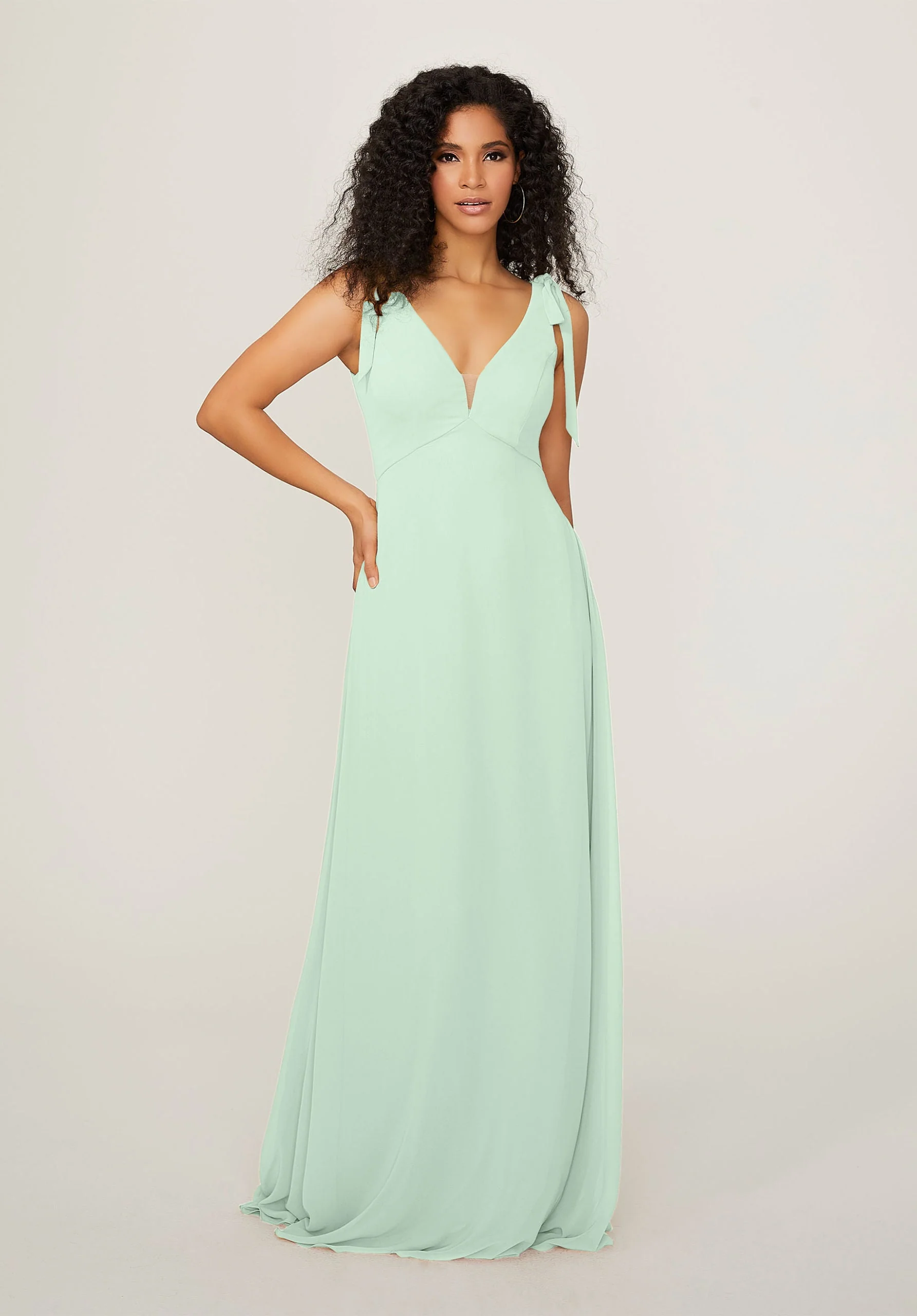 Chiffon Bridesmaid Dress with Tied Straps - Image 15