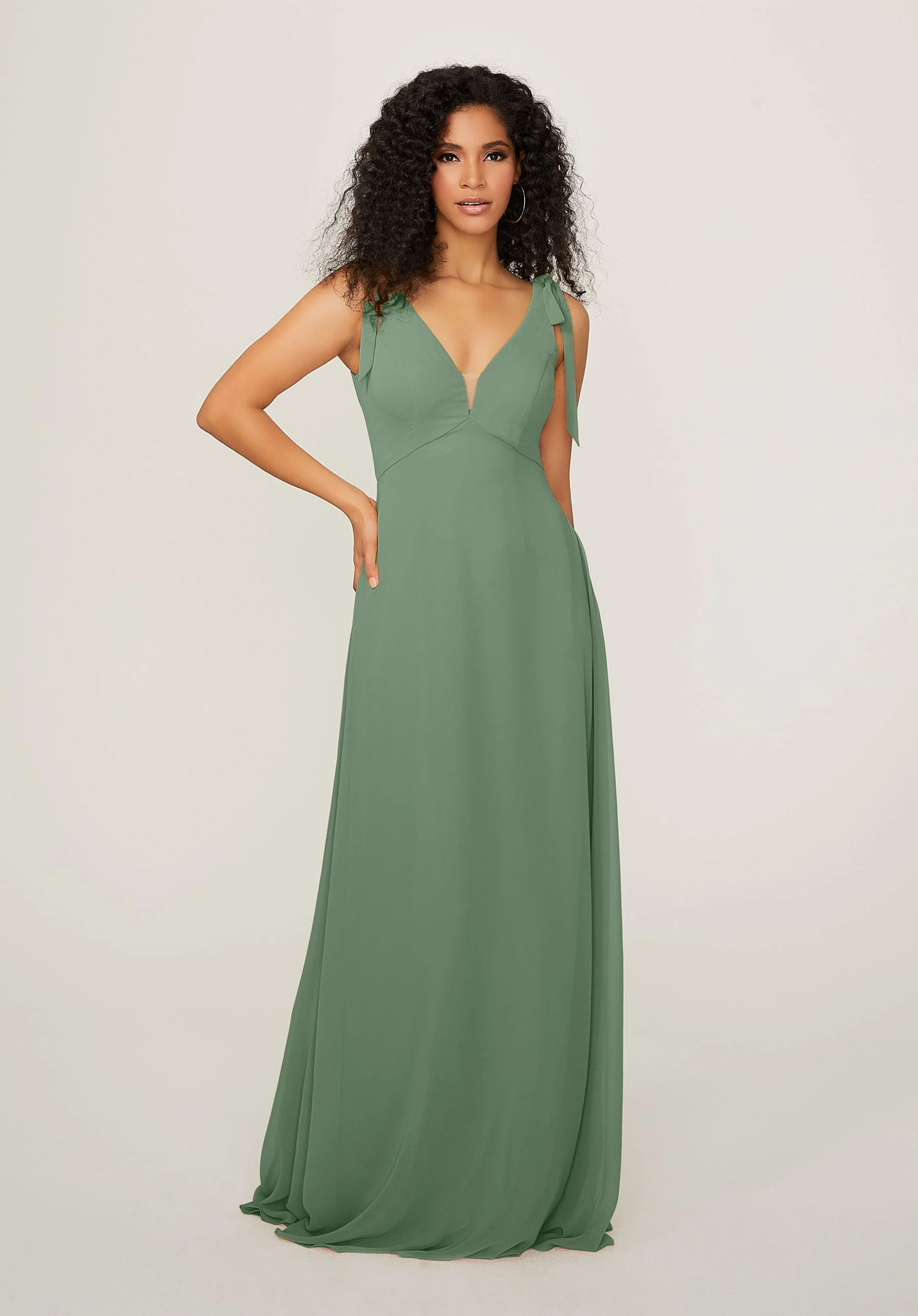 Chiffon Bridesmaid Dress with Tied Straps - Image 27