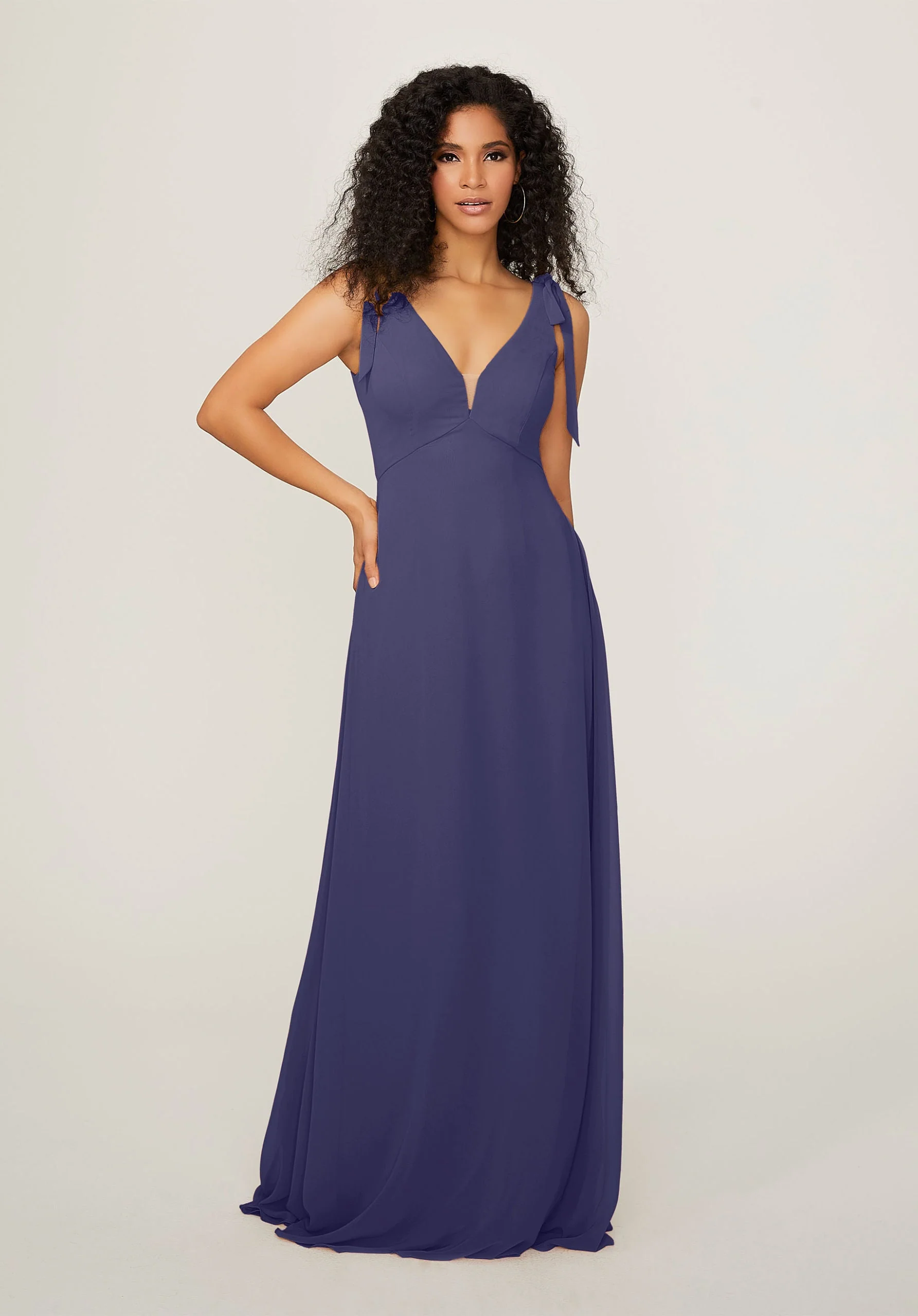 Chiffon Bridesmaid Dress with Tied Straps - Image 34