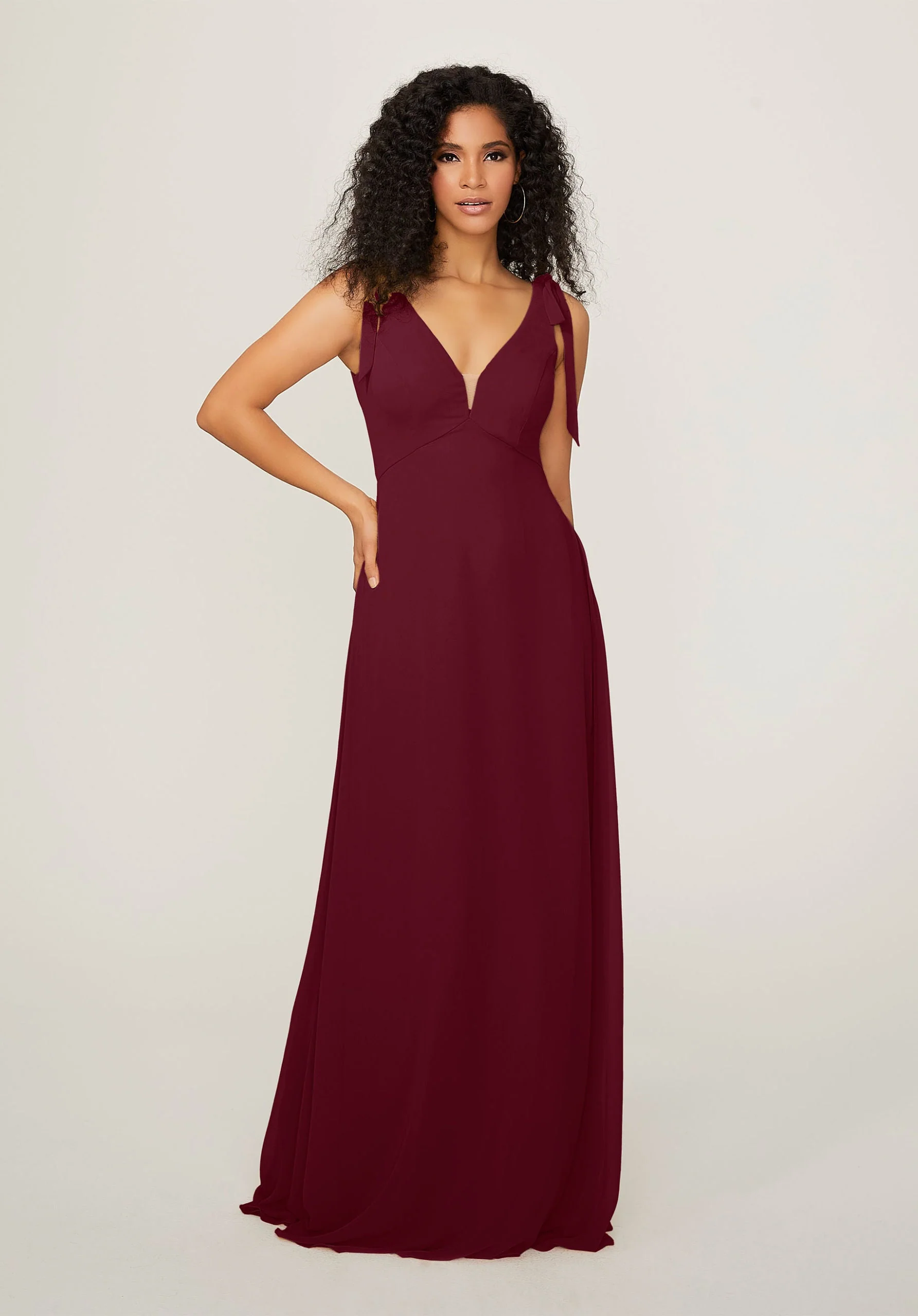Chiffon Bridesmaid Dress with Tied Straps - Image 41