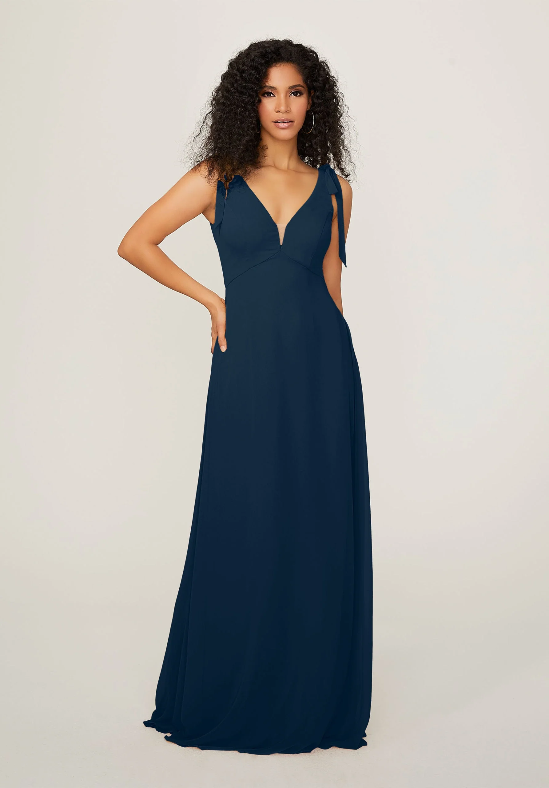 Chiffon Bridesmaid Dress with Tied Straps - Image 47