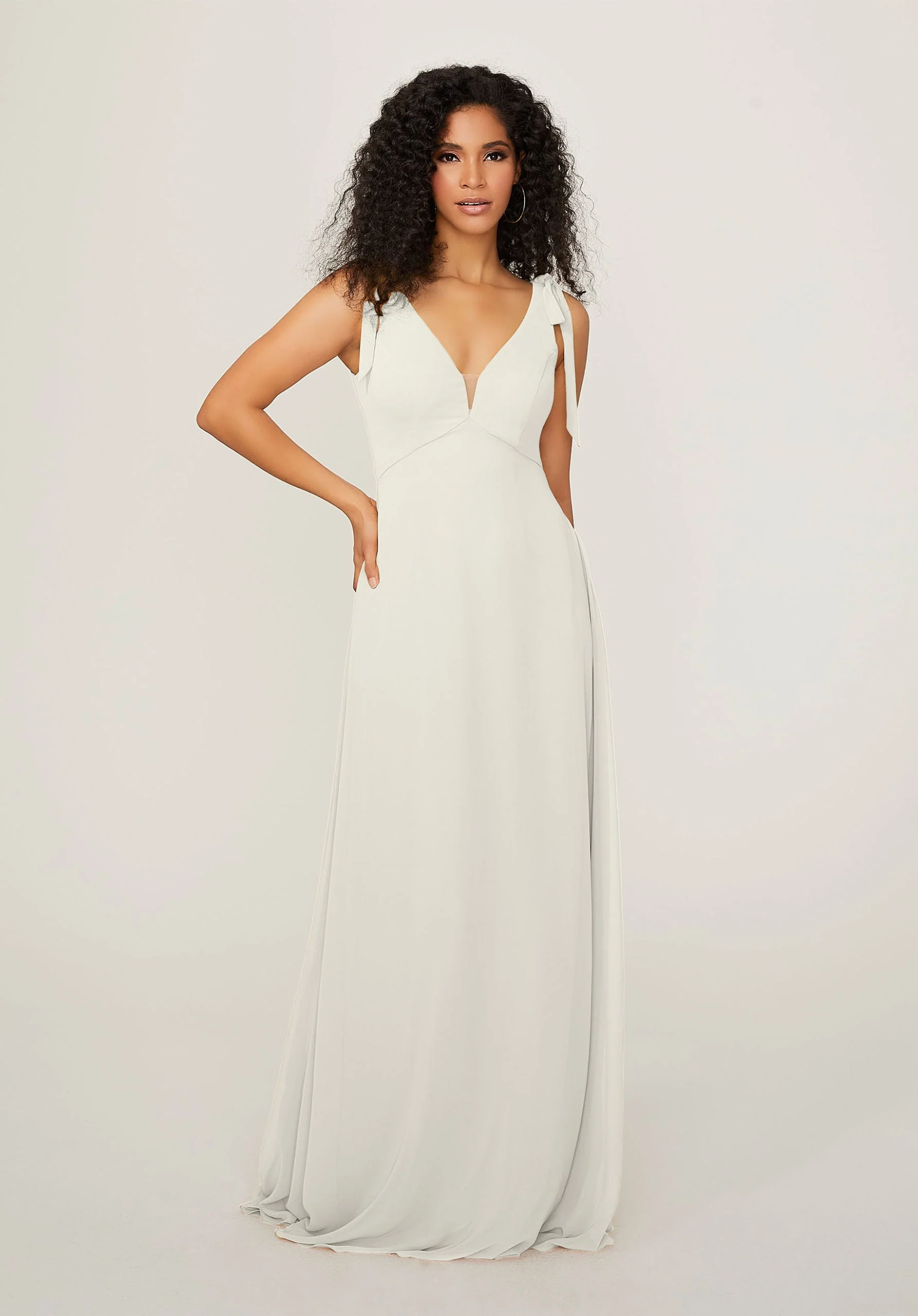Chiffon Bridesmaid Dress with Tied Straps - Image 6