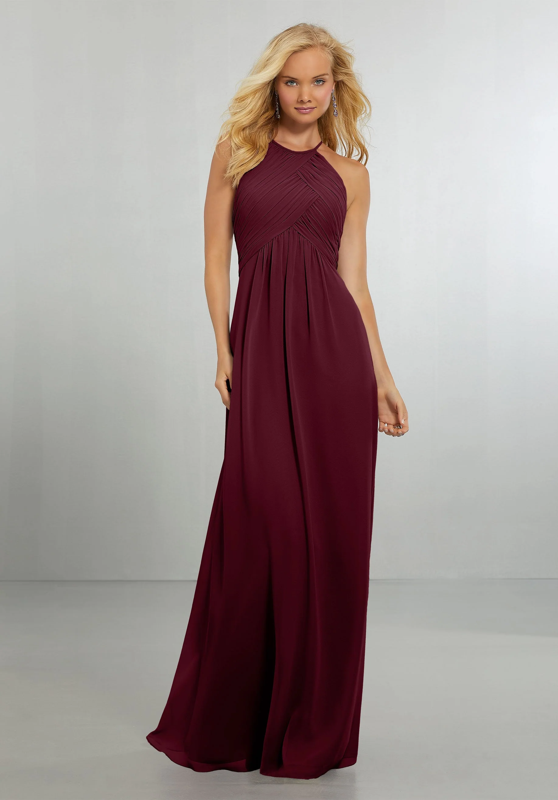 Chiffon Bridesmaids Dress with Draped Bodice and Keyhole Back - Image 11