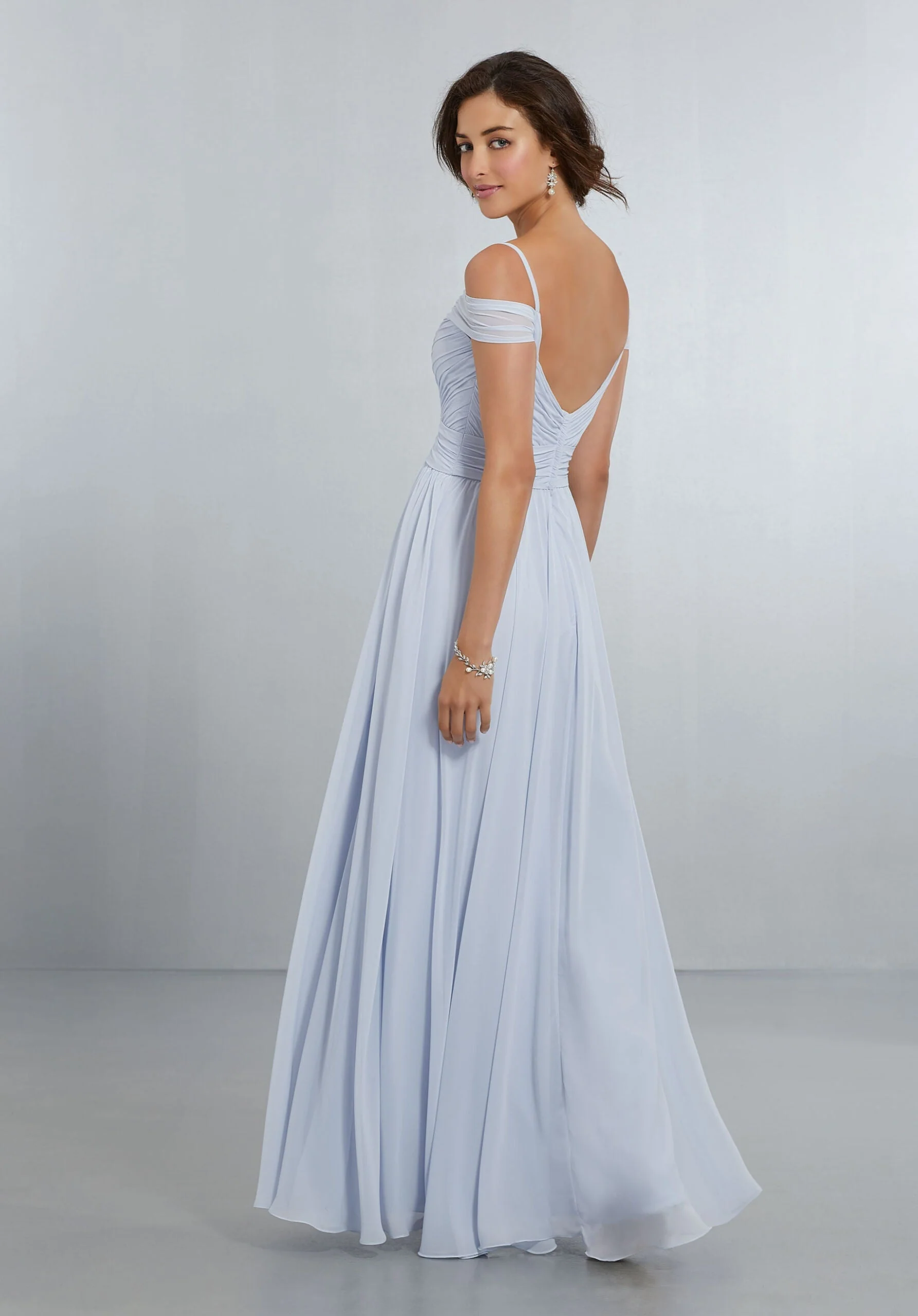Chiffon Bridesmaids Dress with Off the Shoulder Draped Neckline - Image 3