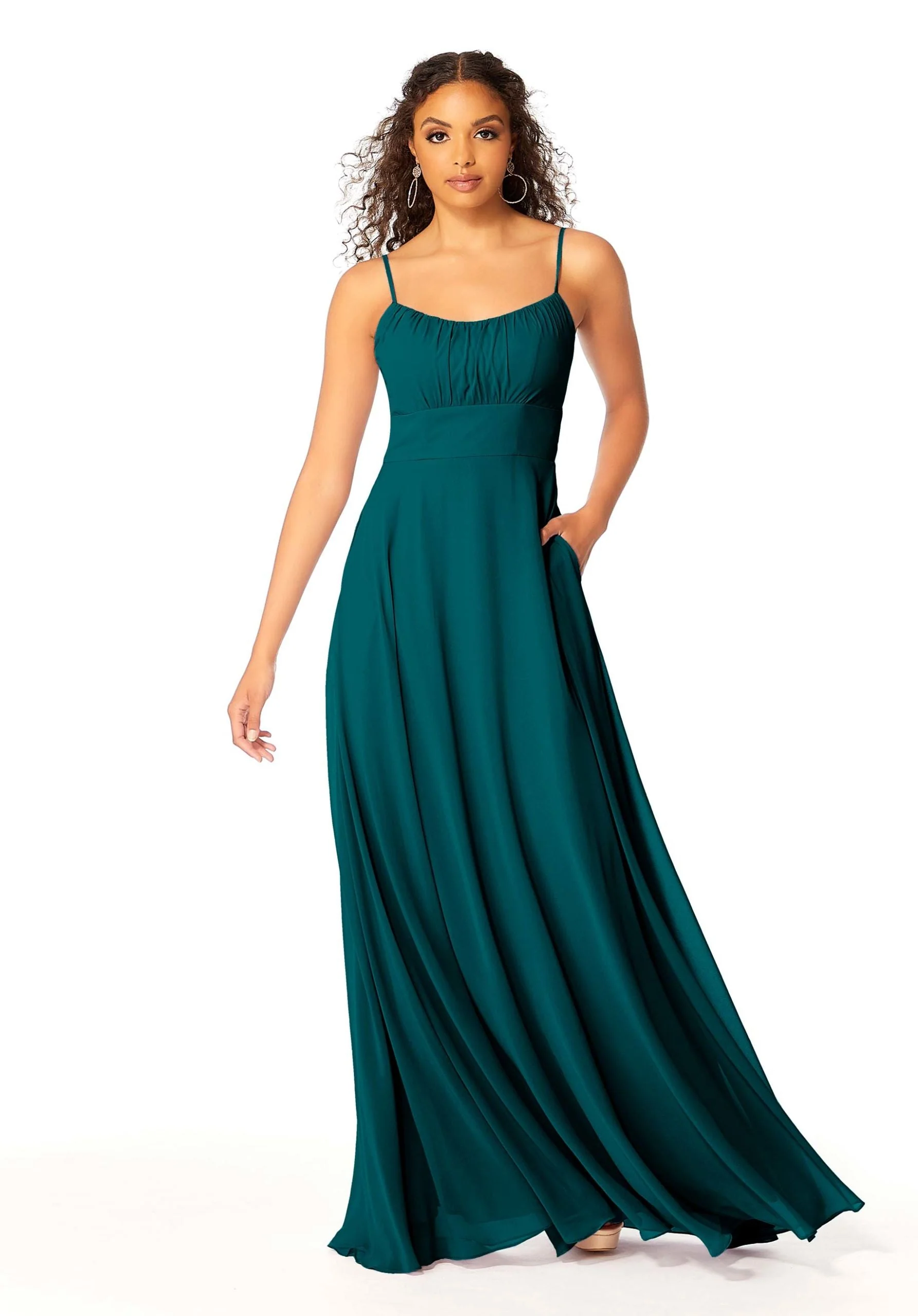 Chiffon Bridesmaids Dress with Ruched Bodice - Image 51