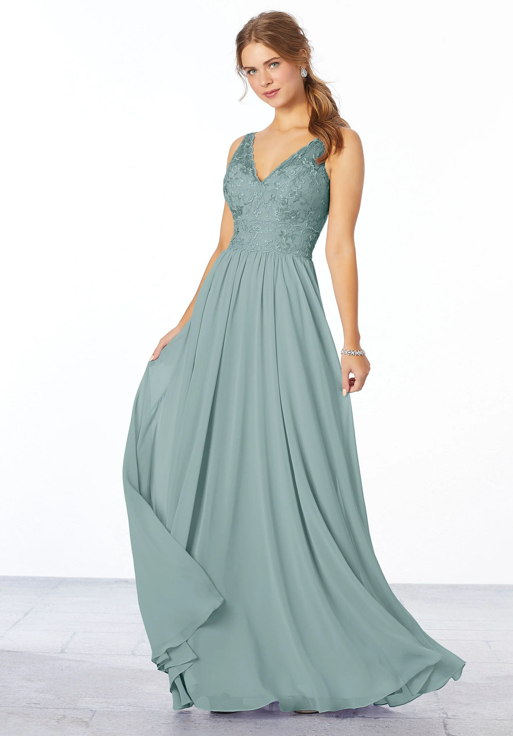Chiffon Embroidered Bridesmaid Dress - Image 31