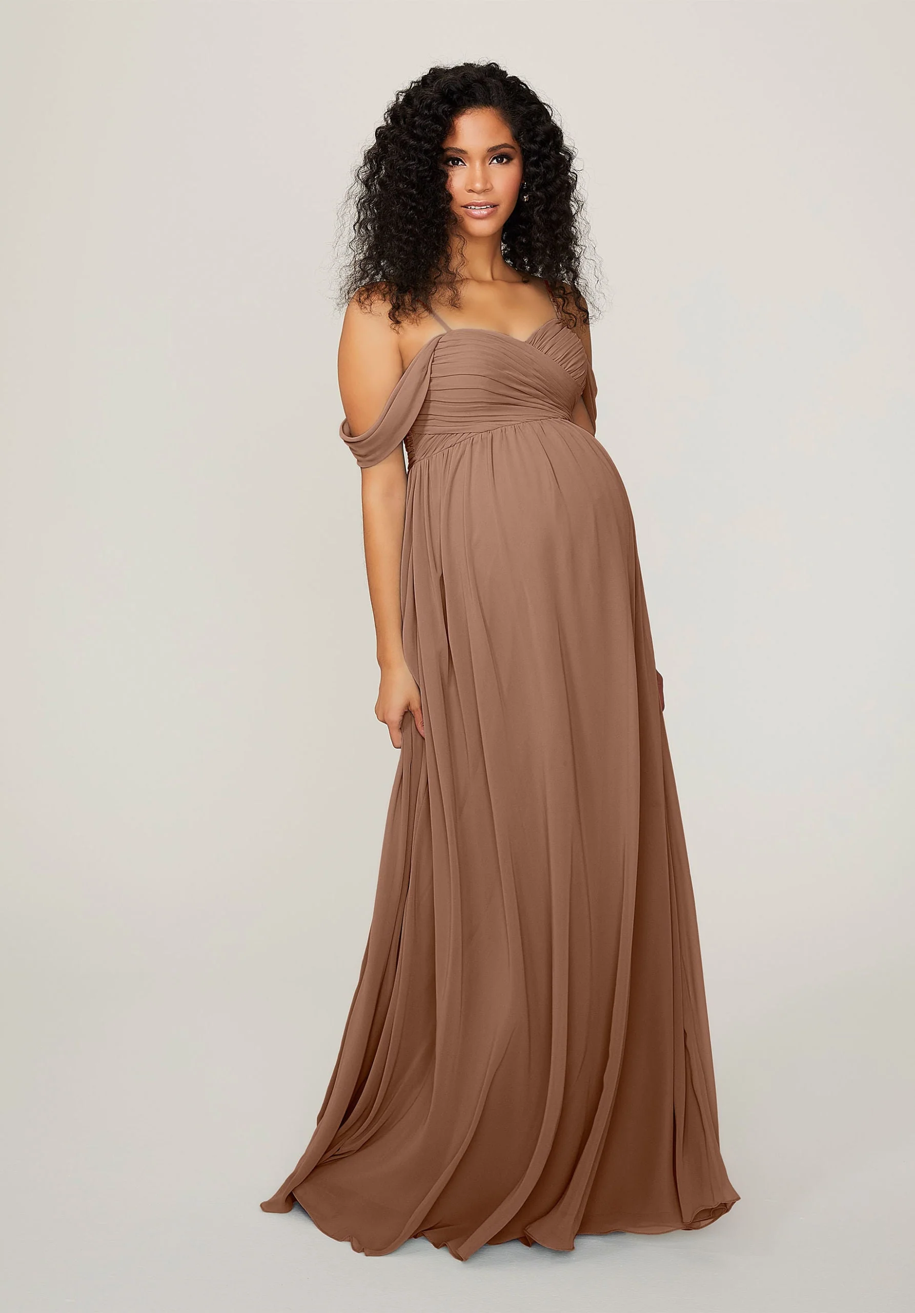 Chiffon Maternity Bridesmaid Dress with Draped Bodice - Image 20