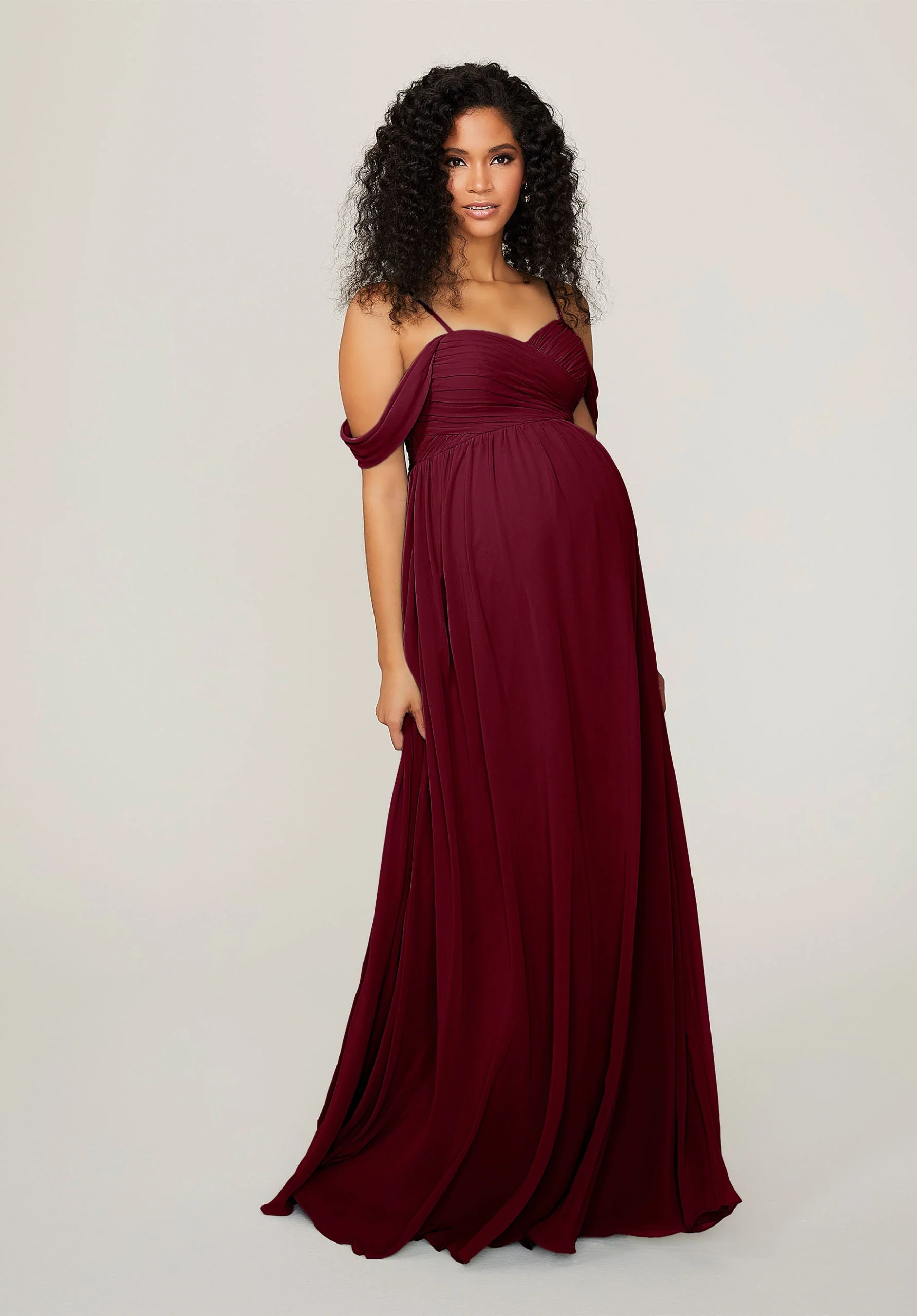 Chiffon Maternity Bridesmaid Dress with Draped Bodice - Image 40