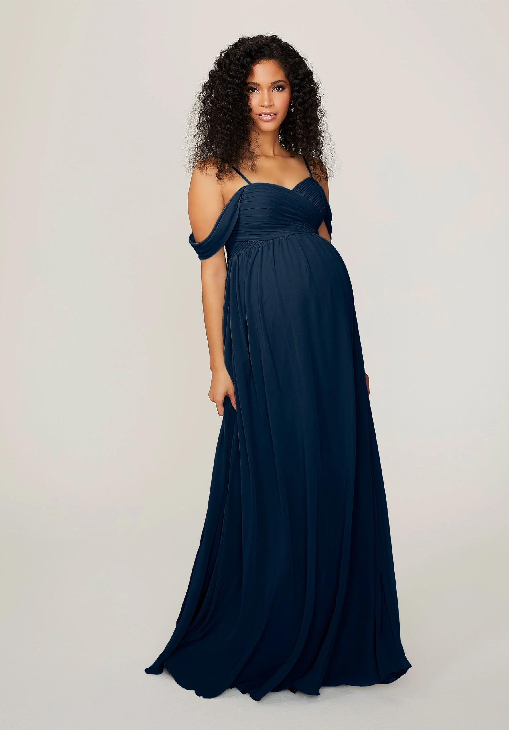 Chiffon Maternity Bridesmaid Dress with Draped Bodice - Image 46