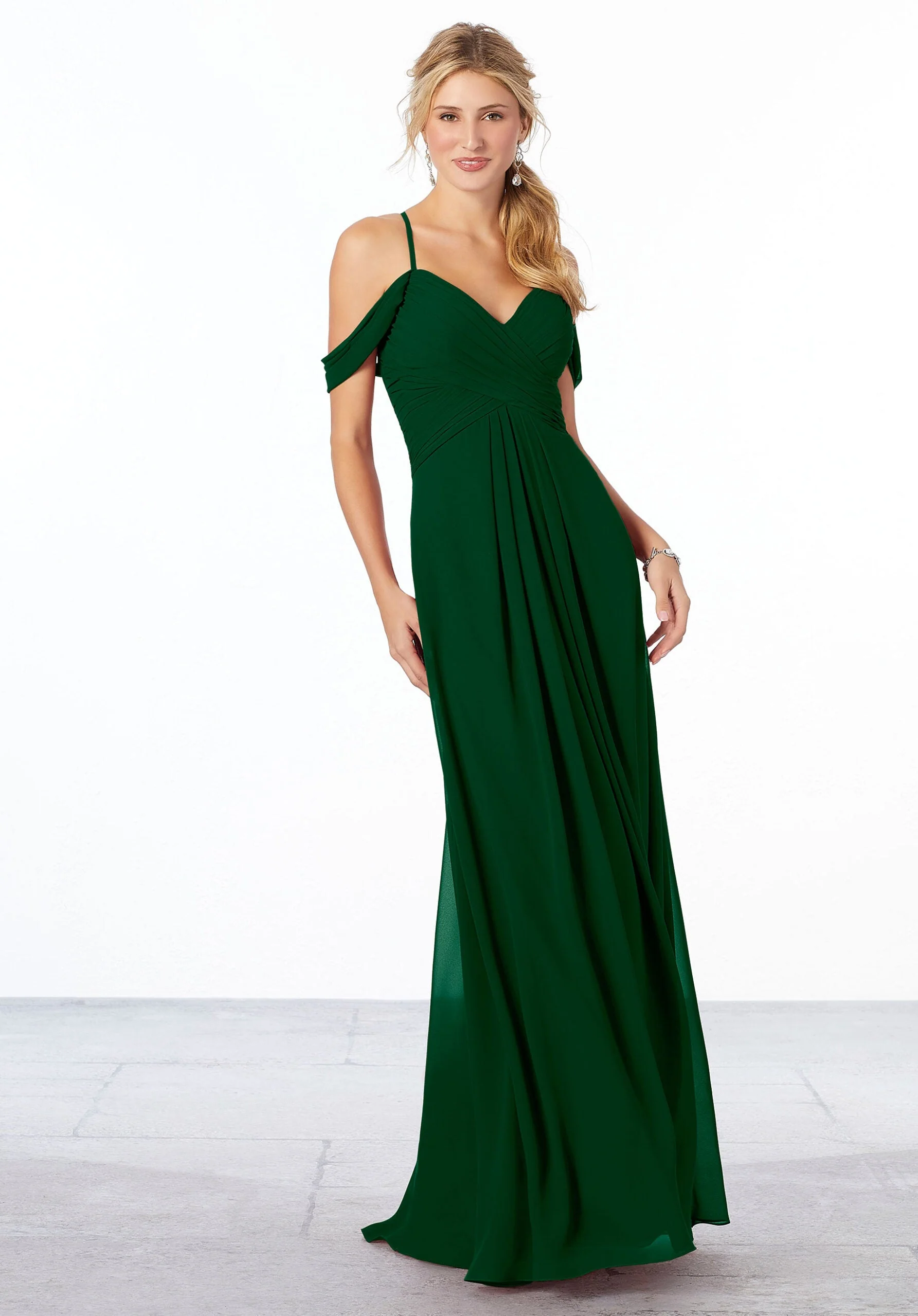 Cold-Shoulder Chiffon Bridesmaid Dress - Image 26