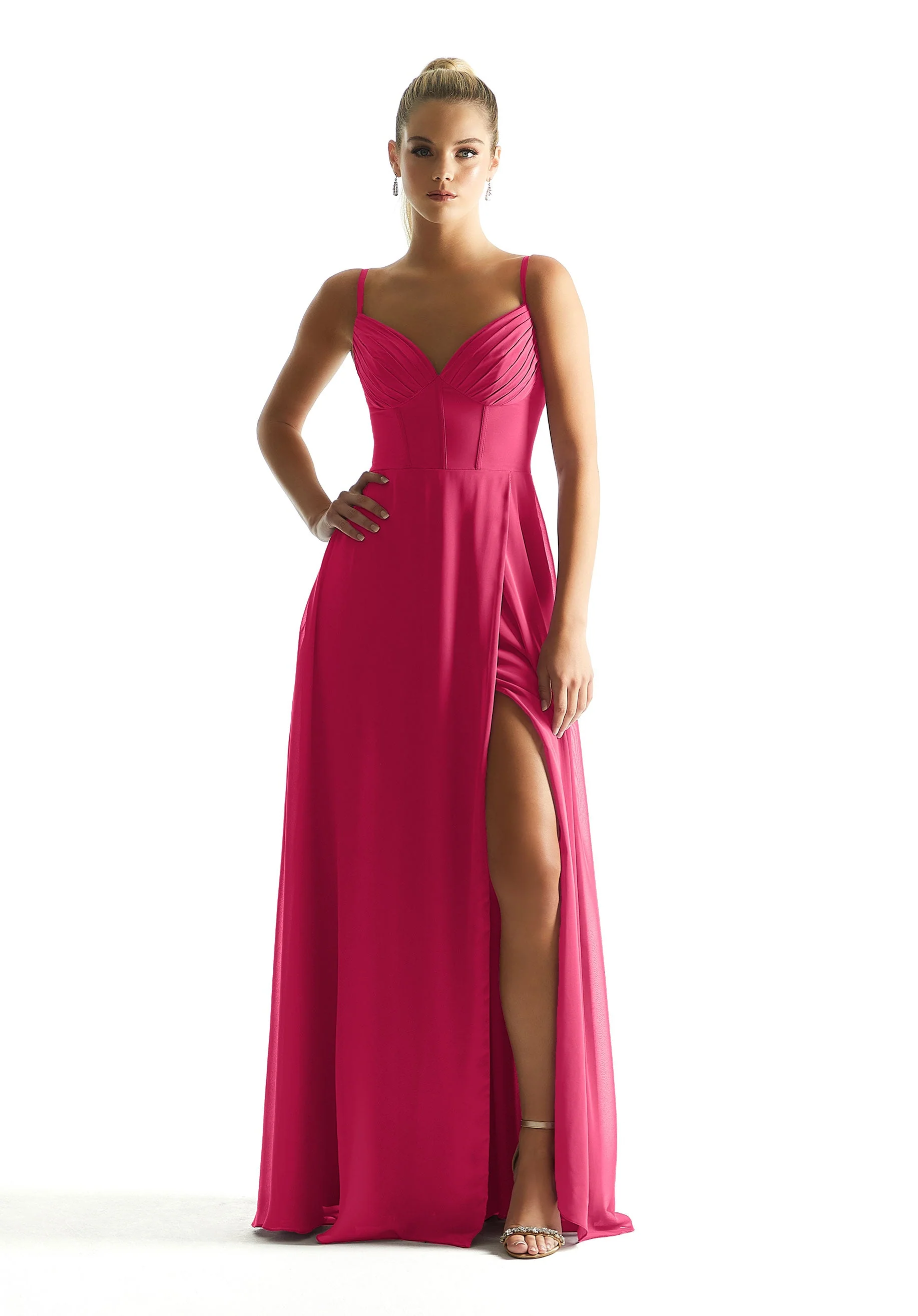 Corset Boned Chiffon Bridesmaid Dress - Image 17