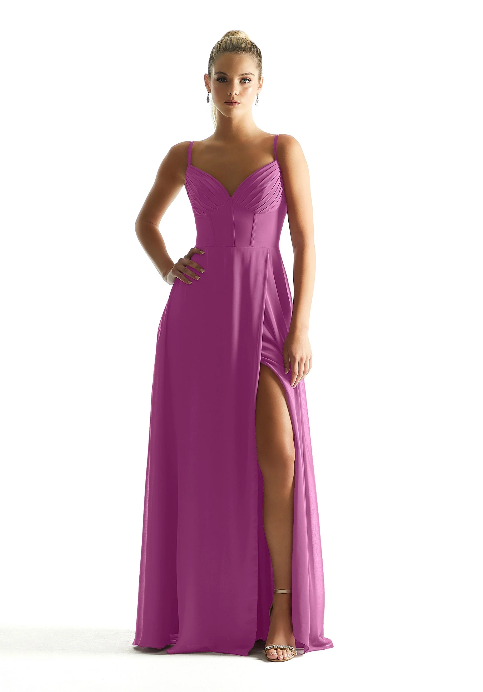 Corset Boned Chiffon Bridesmaid Dress - Image 45