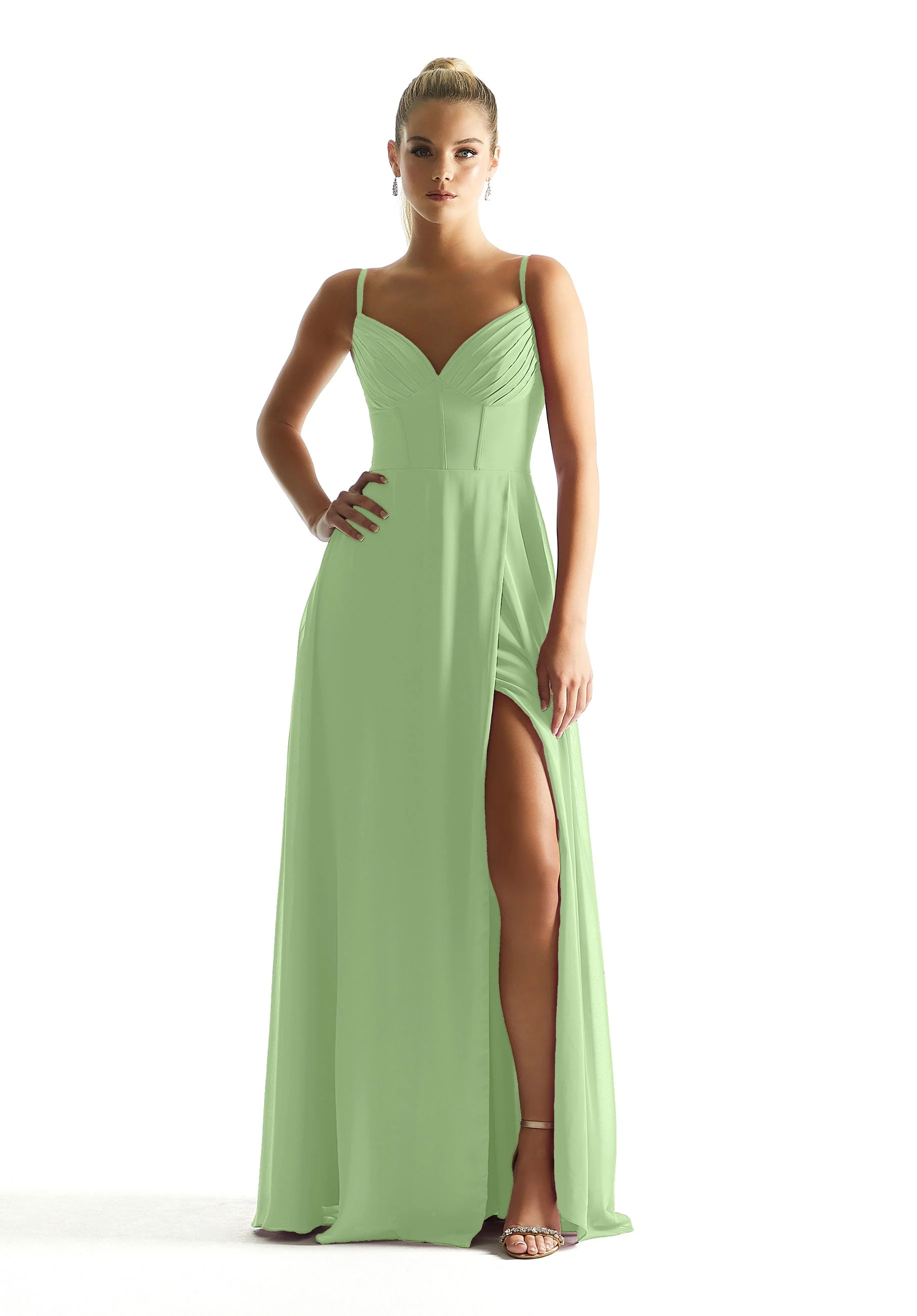 Corset Boned Chiffon Bridesmaid Dress - Image 46