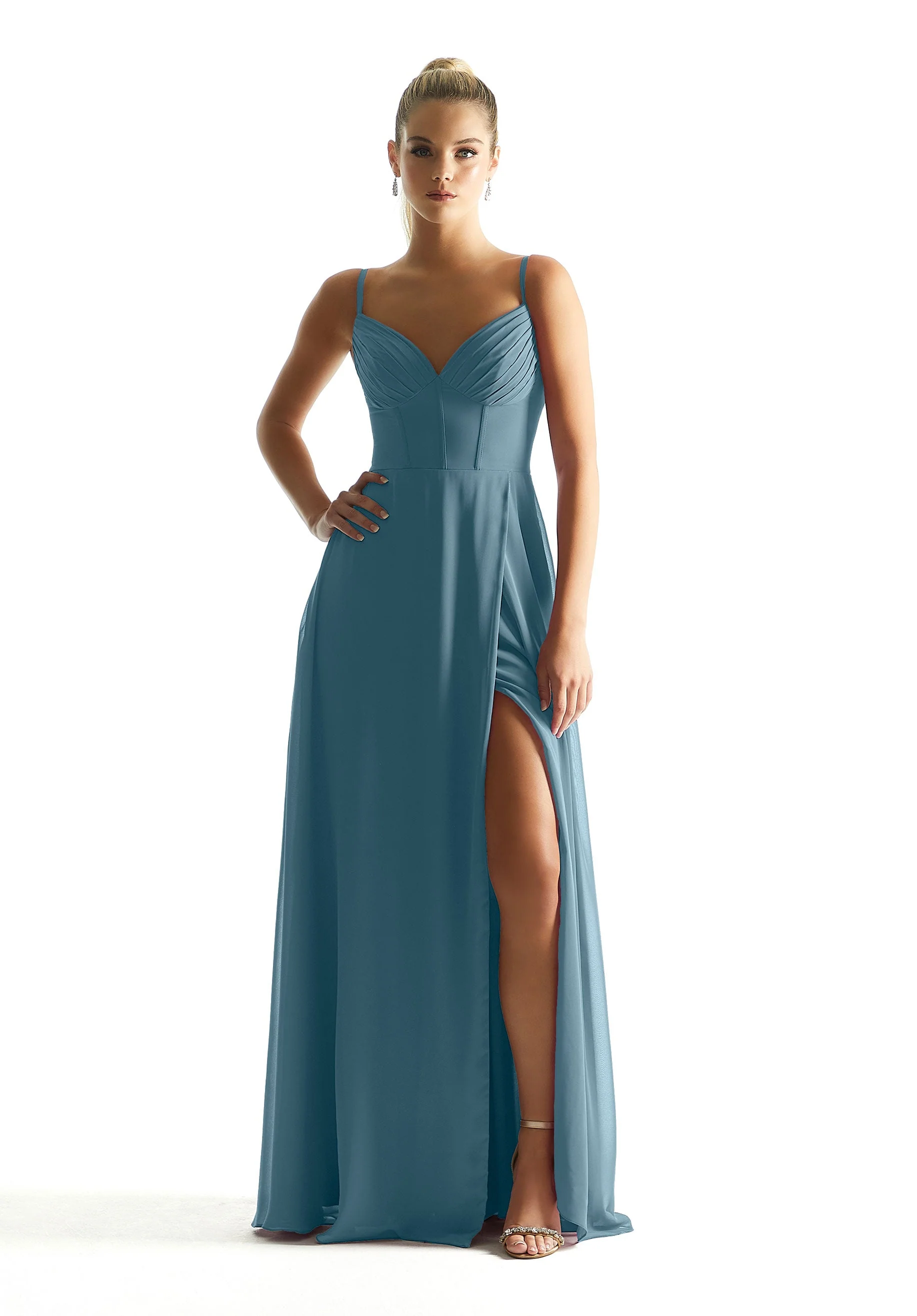 Corset Boned Chiffon Bridesmaid Dress - Image 50