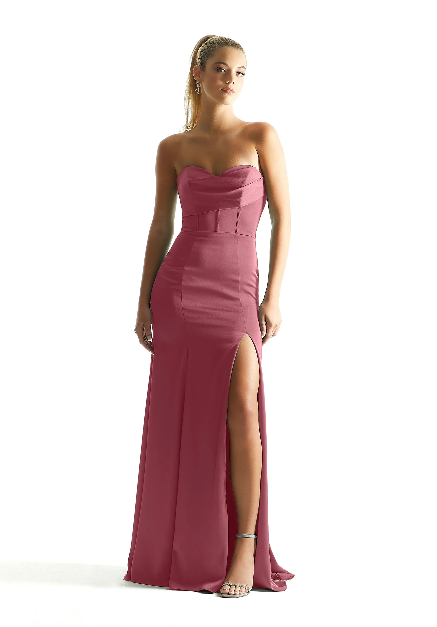 Corset Fit and Flare Luxe Satin Bridesmaid Dress - Image 17