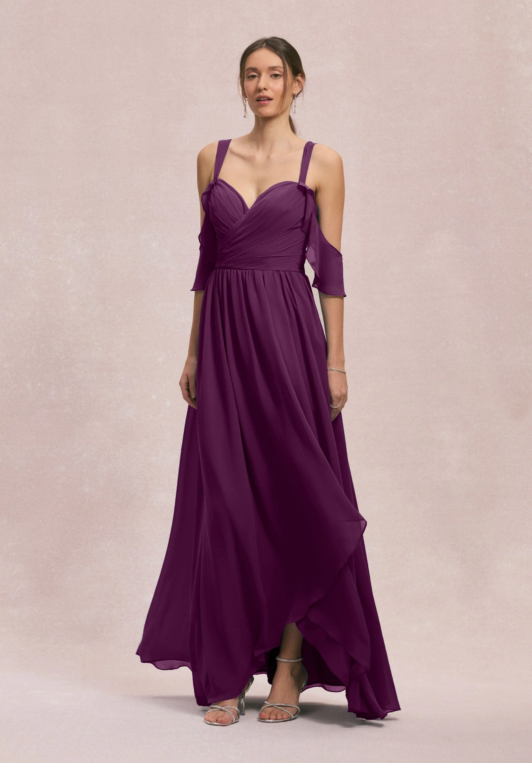 Criss Cross Draped Sweetheart Chiffon Bridesmaid Dress - Image 26