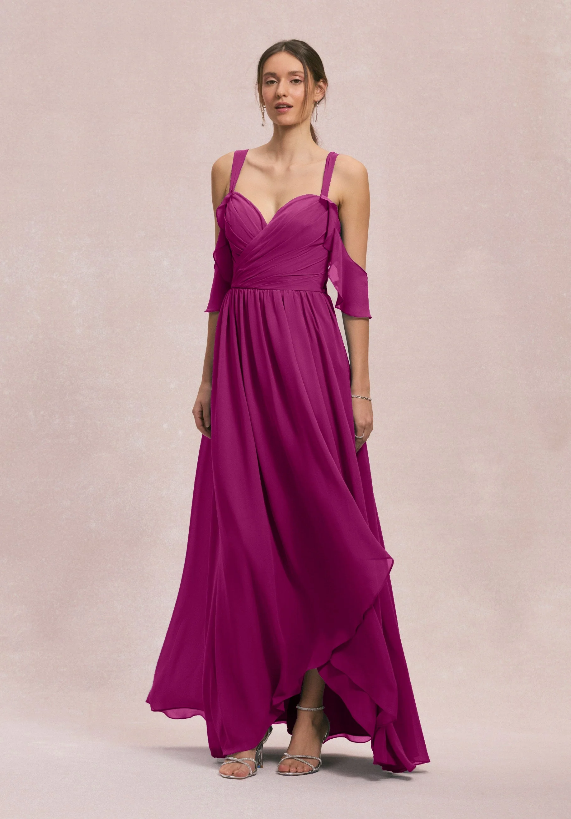 Criss Cross Draped Sweetheart Chiffon Bridesmaid Dress - Image 36