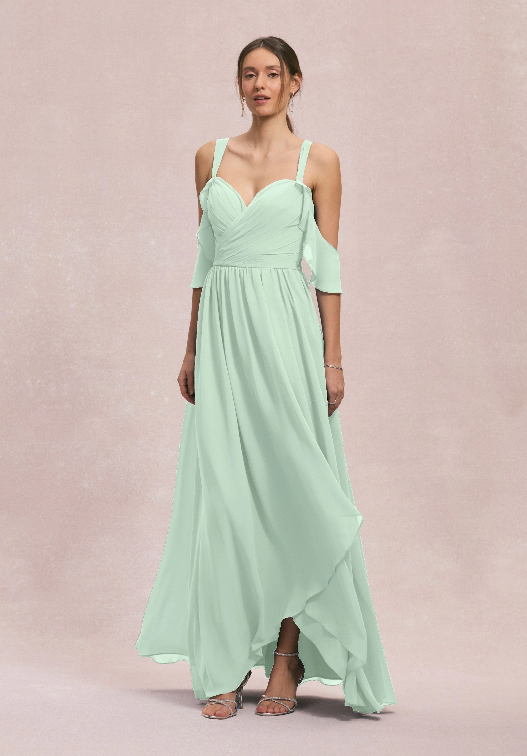 Criss Cross Draped Sweetheart Chiffon Bridesmaid Dress - Image 45