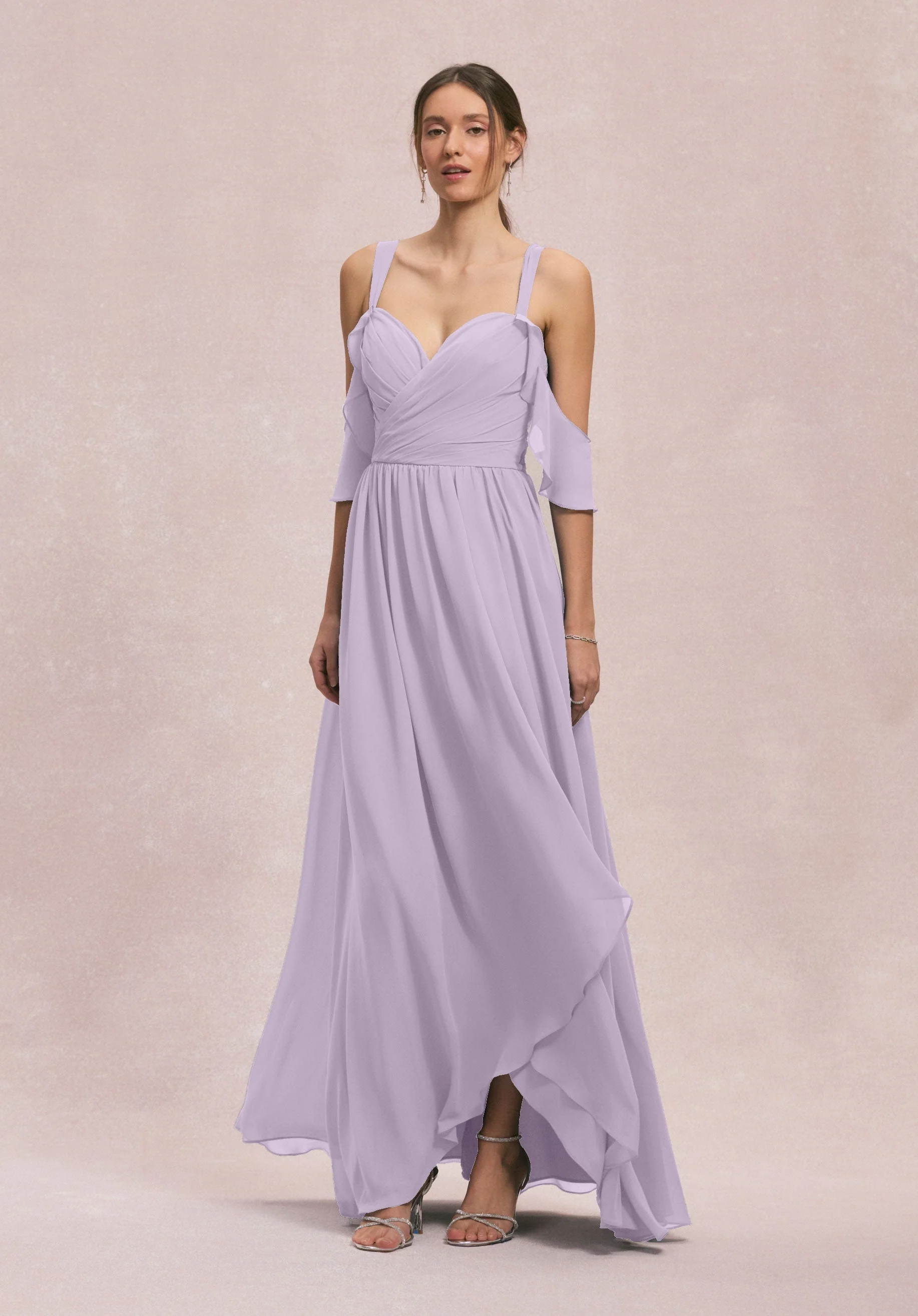 Criss Cross Draped Sweetheart Chiffon Bridesmaid Dress - Image 55